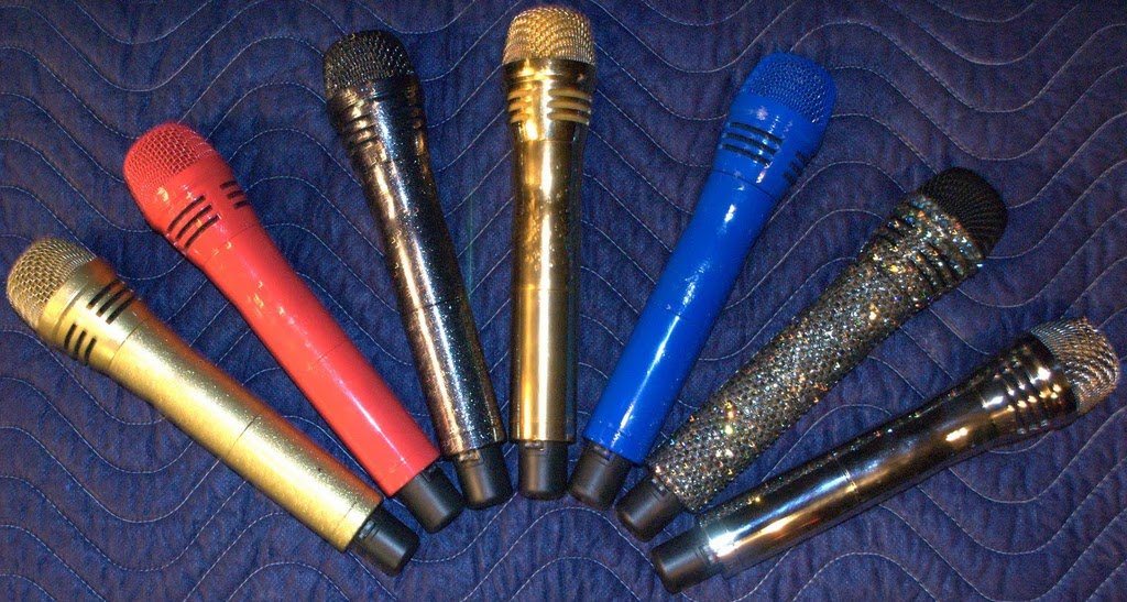 colorful microphones