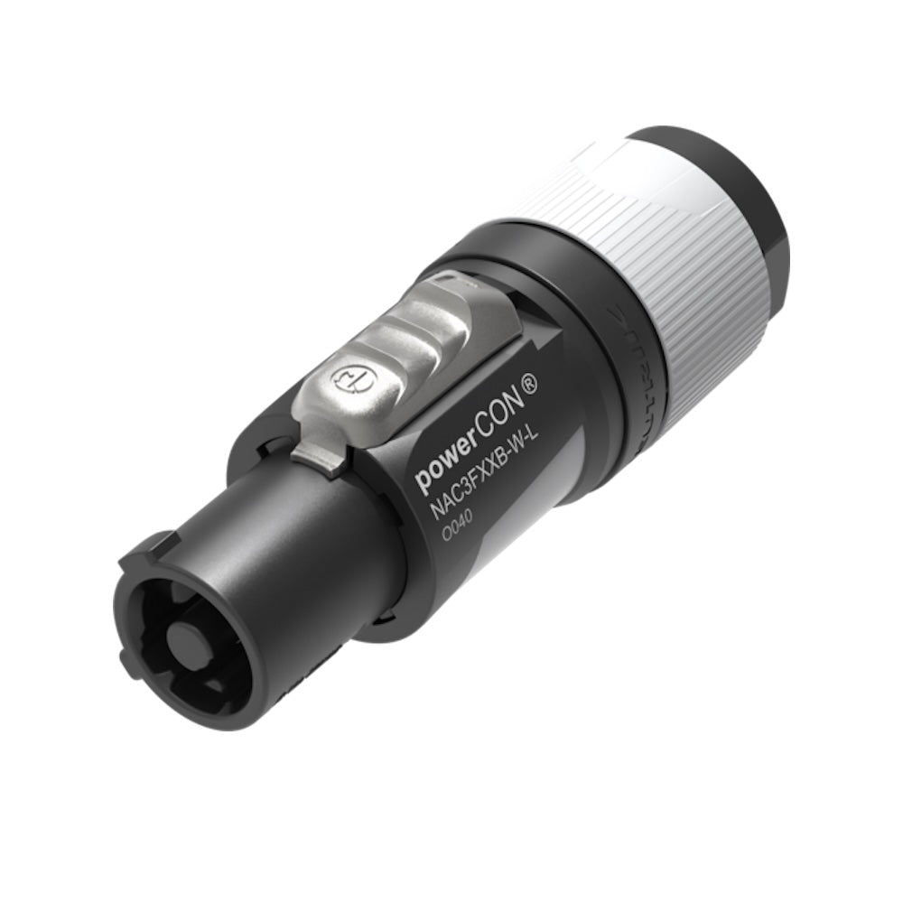 Neutrik NAC3FXXB-W-L - 3-pole powerCON Locking AC Connector, angle