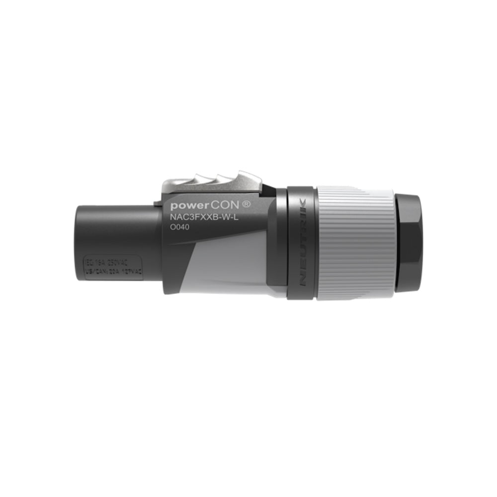 Neutrik NAC3FXXB-W-L - 3-pole powerCON Locking AC Connector, side