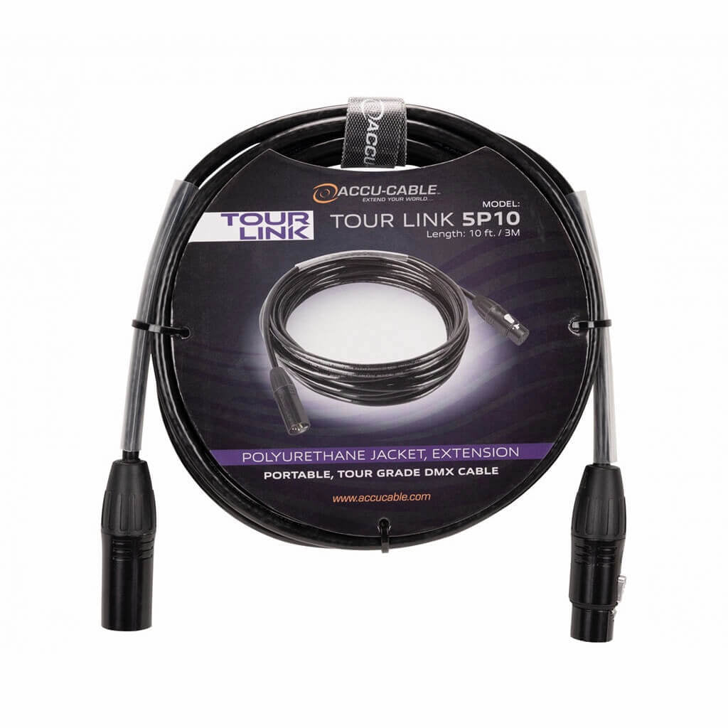 Accu-Cable Tour Link 5p10 - 5-pin Male to 5-pin Female DMX cable