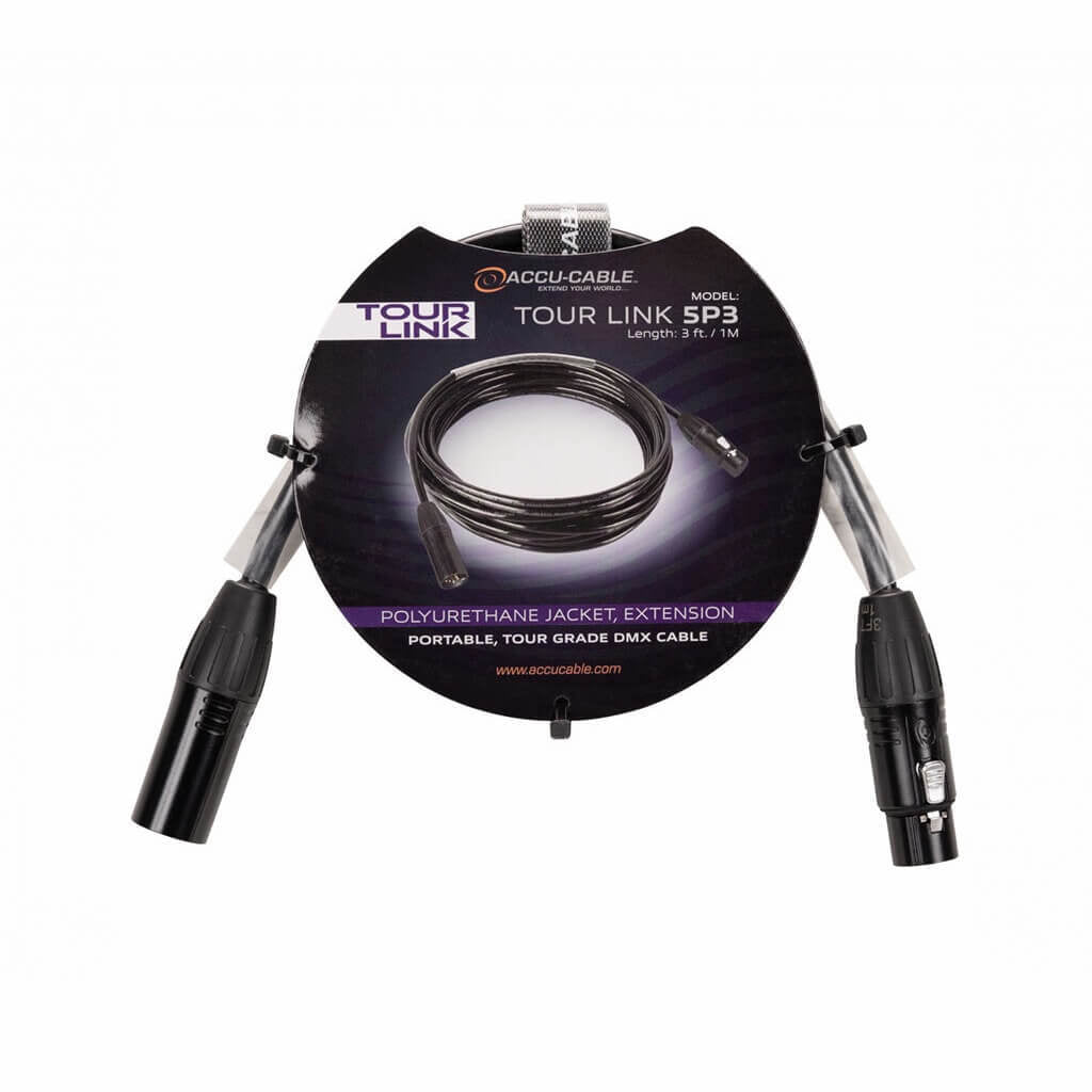 Accu-Cable Tour Link 5p3 - 5-pin Male to 5-pin Female DMX cable