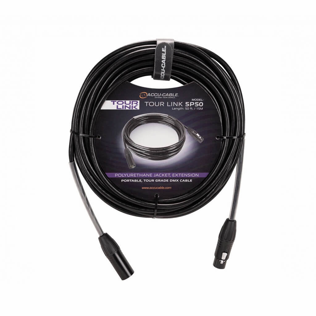 Accu-Cable Tour Link 5p50 - 5-pin Male to 5-pin Female DMX cable