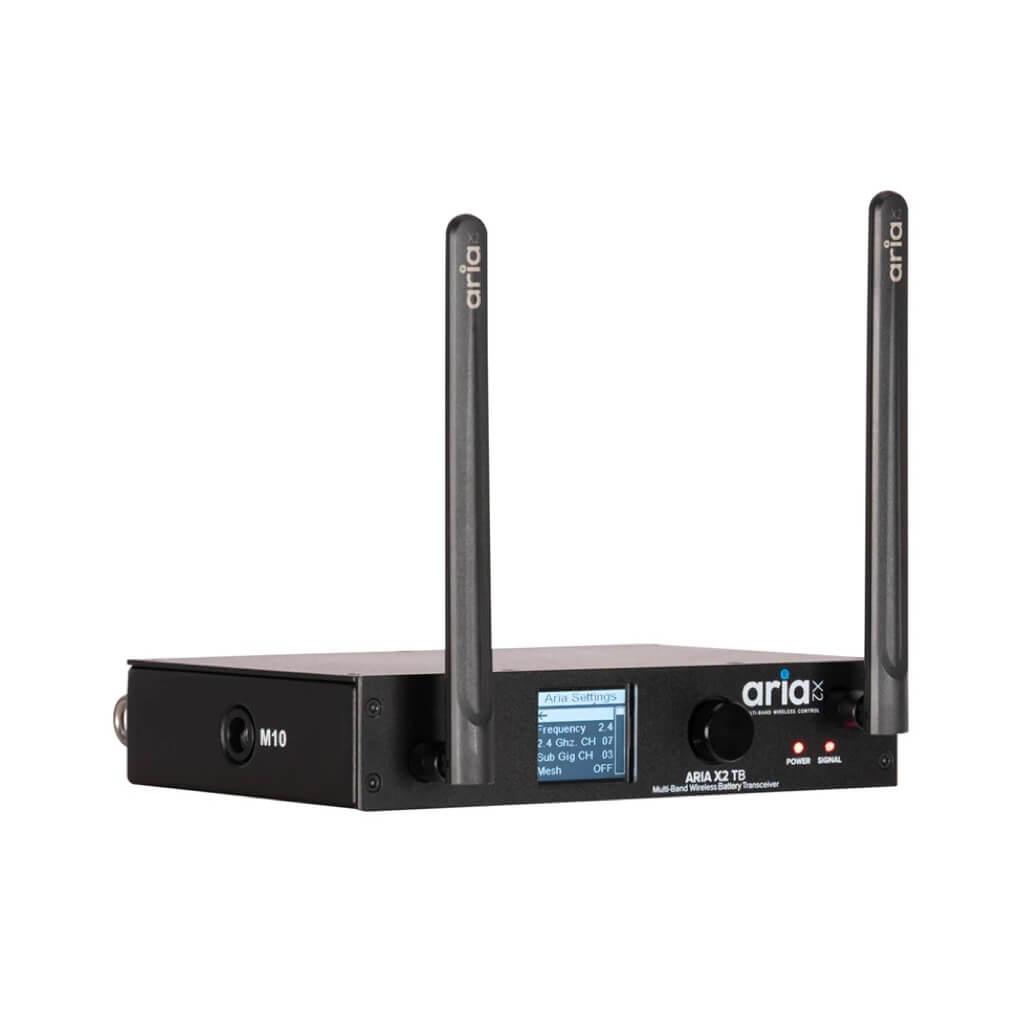 ADJ Aria X2 TB - AC or Battery Powered Wireless DMX Transceiver, angle