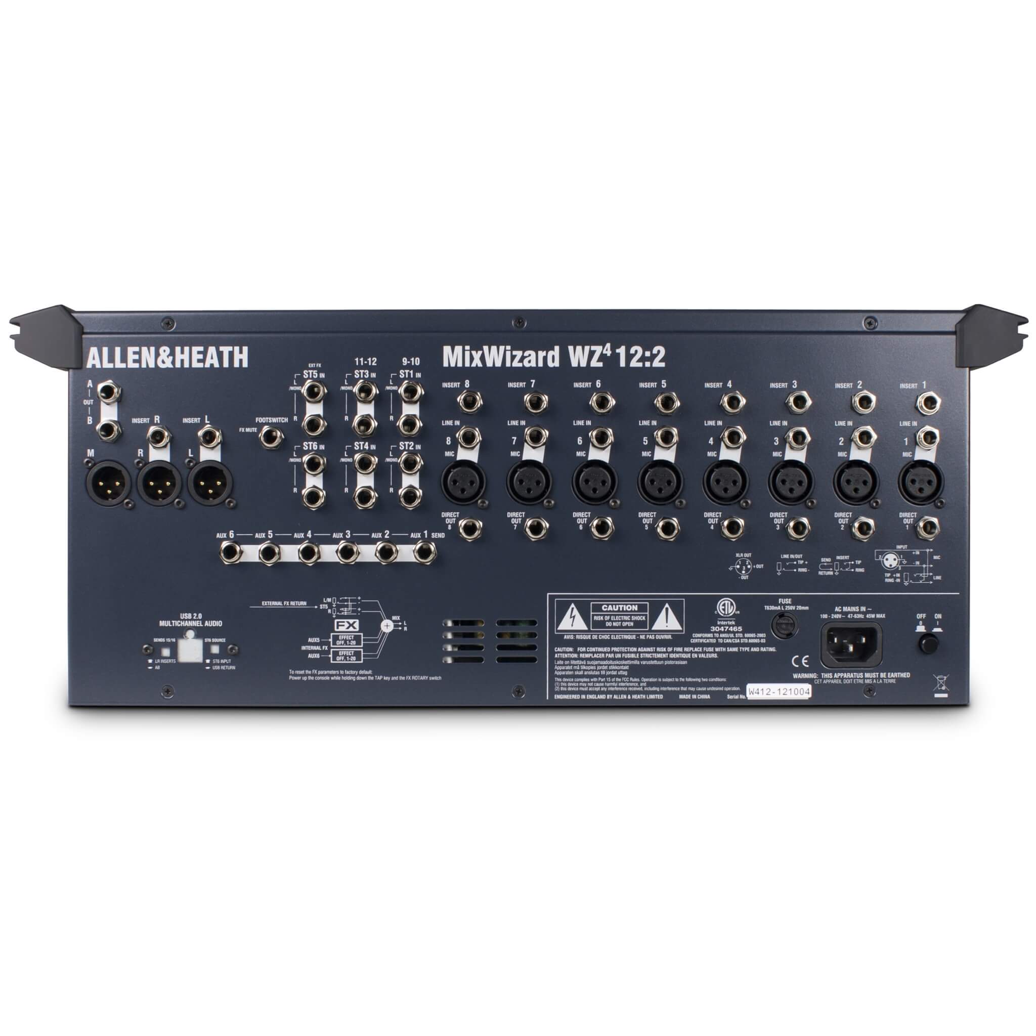 Allen & Heath MixWizard WZ4 12:2 12-Channel Analog Mixer, rear