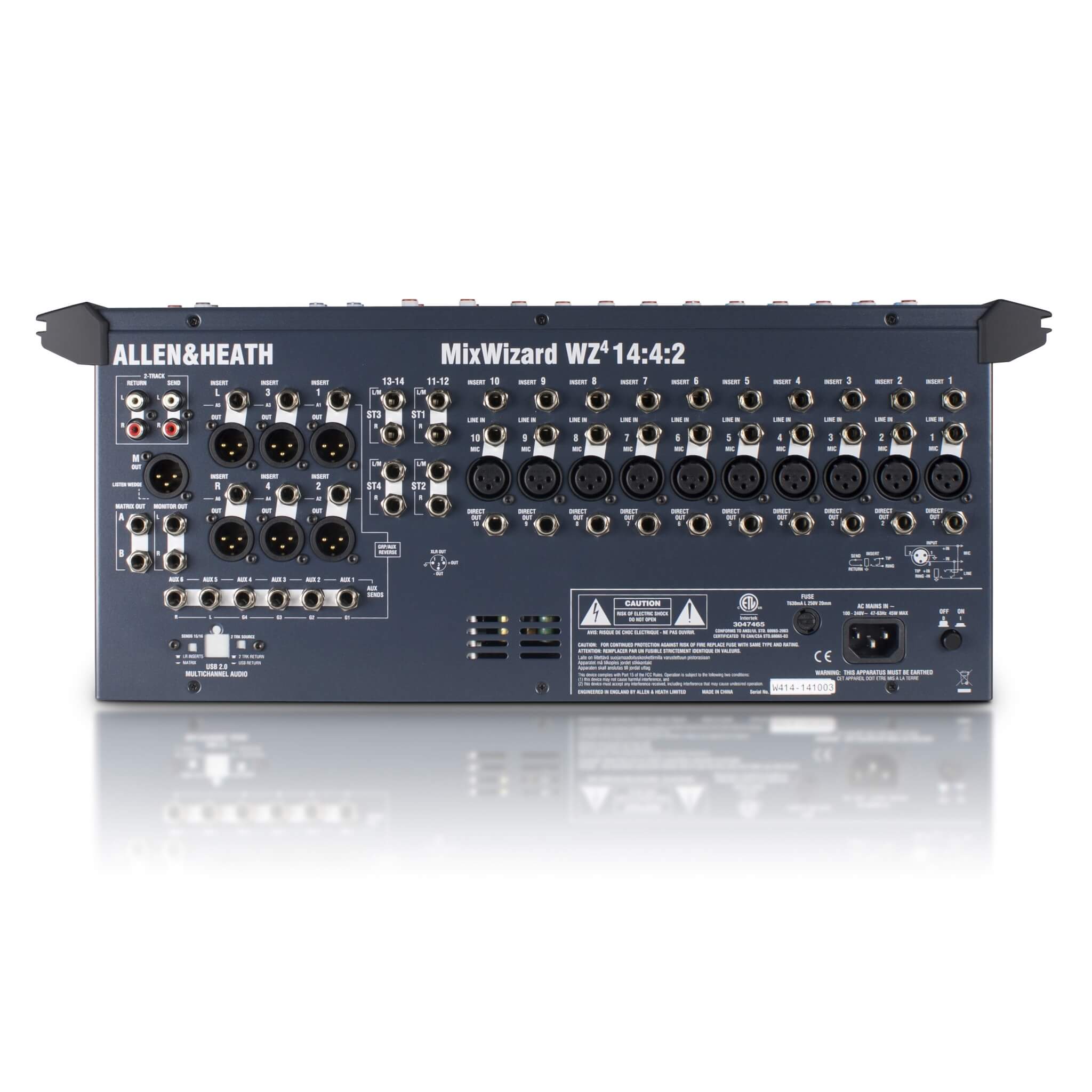 Allen & Heath MixWizard WZ4 14:4:2 14-Channel Analog Mixer, rear