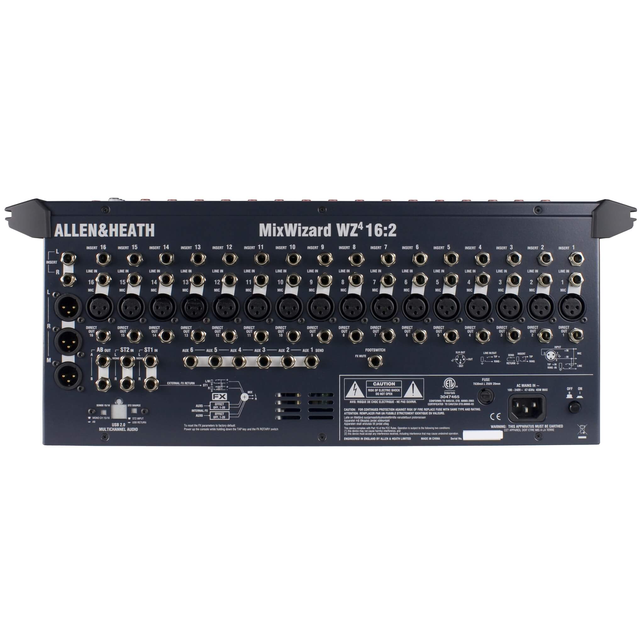 Allen & Heath MixWizard WZ4 16:2 16-Channel Analog Mixer, rear