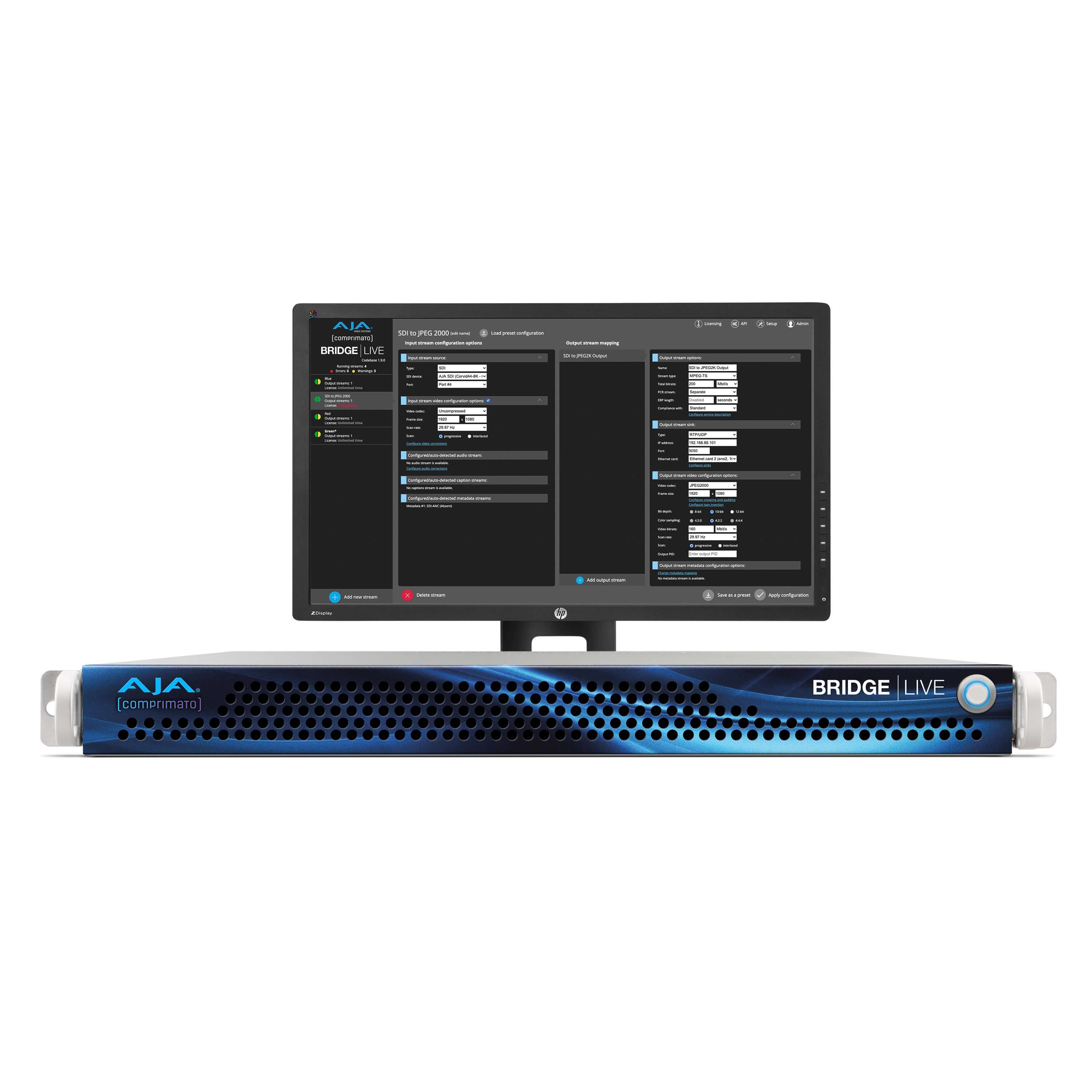 AJA BRIDGE LIVE - Multi-Channel Video Streaming and Transcoding System, monitor