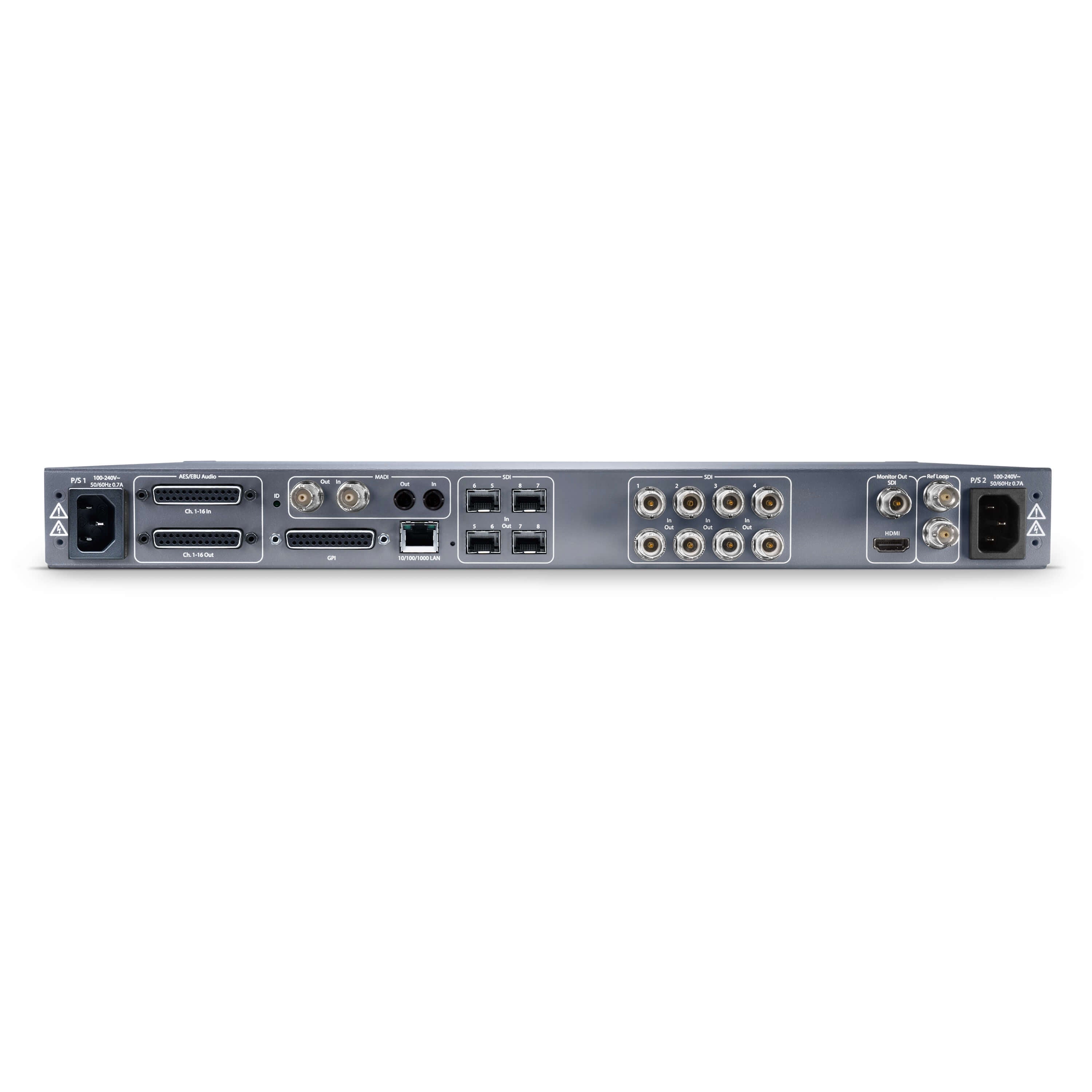 AJA FS4 - 4-Ch 2K/HD or 1-Ch 4K/UHD Frame Synchronizer Quad Converter, rear