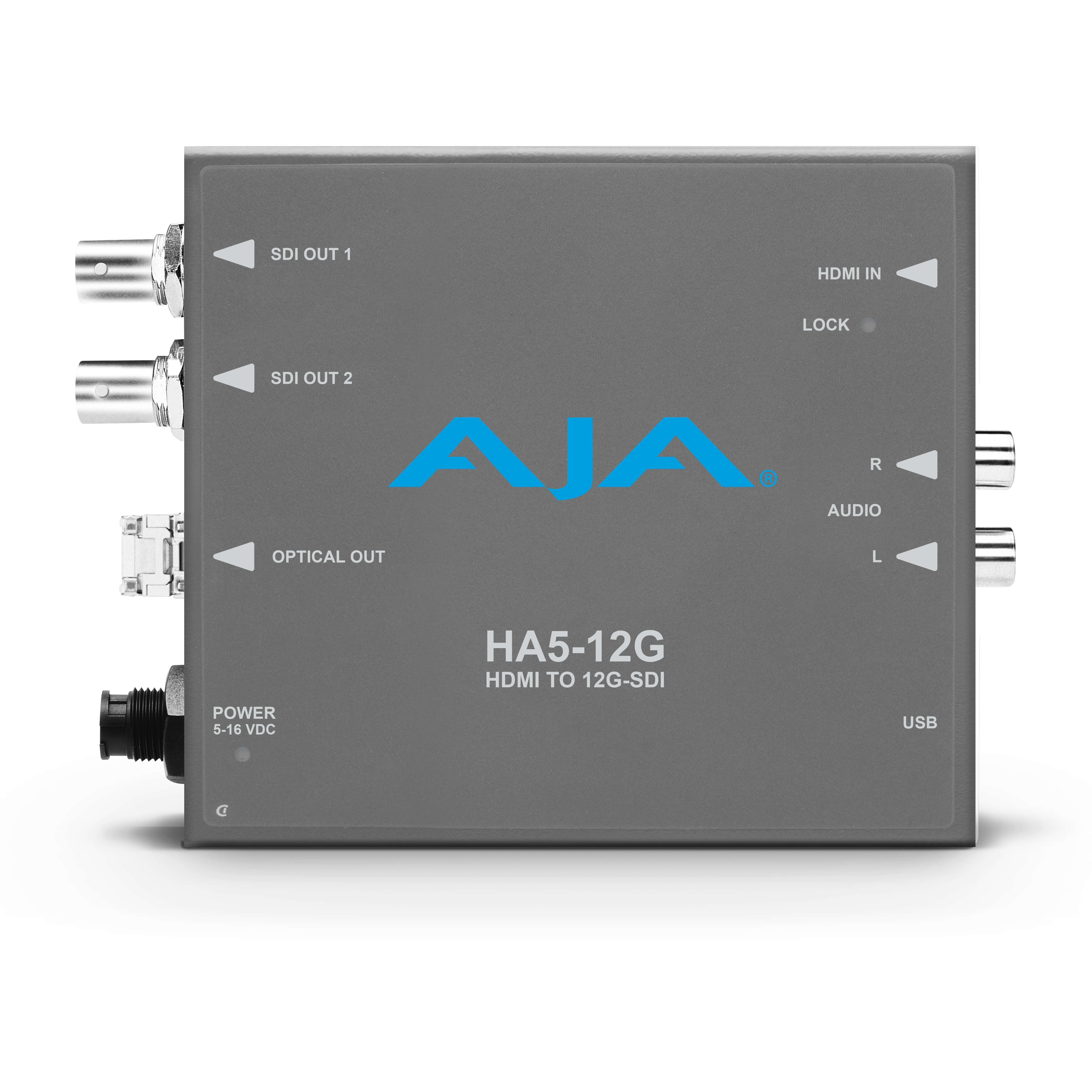 AJA HA5-12G-T-R0 - HDMI 2.0 to 12G-SDI Mini-Converter, front