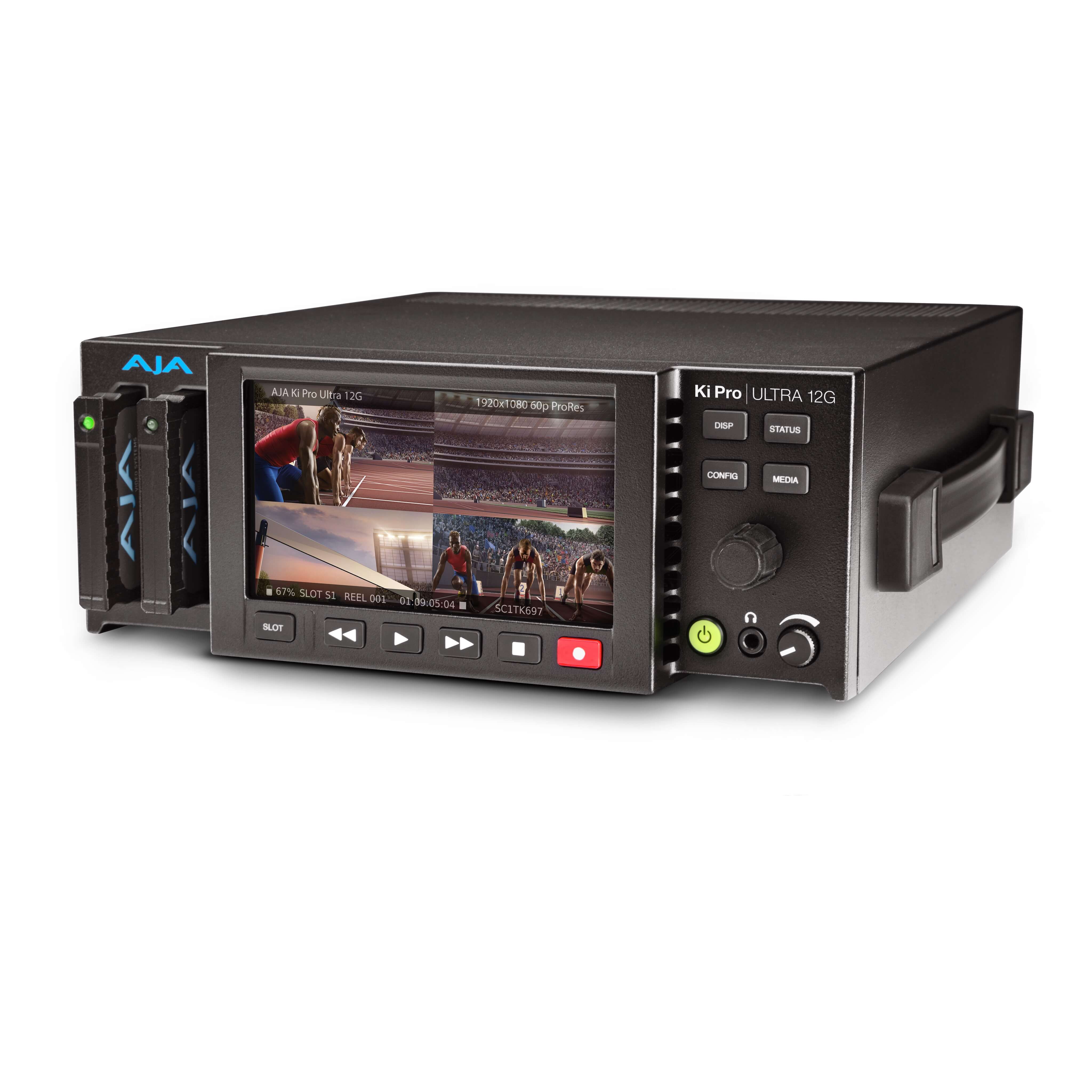 AJA Ki Pro Ultra 12G - 12G-SDI 4K/UHD/HD Recorder and Player, angle