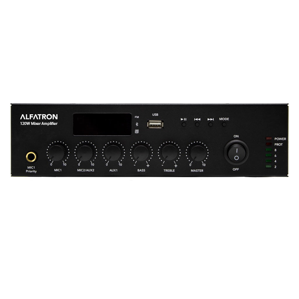 Alfatron 120W-UB - Compact Mixer Amplifier and Media Player, front