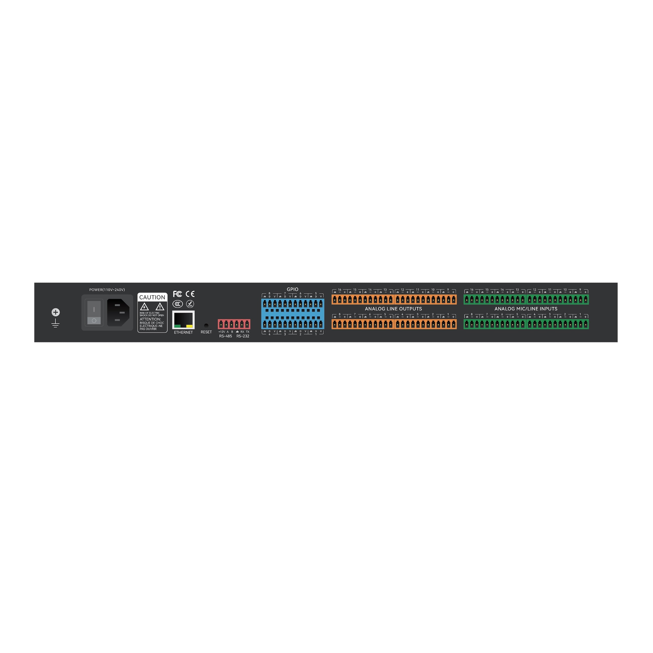 Alfatron DSP1616-U - 16in/16out Audio Digital Signal Processor, rear