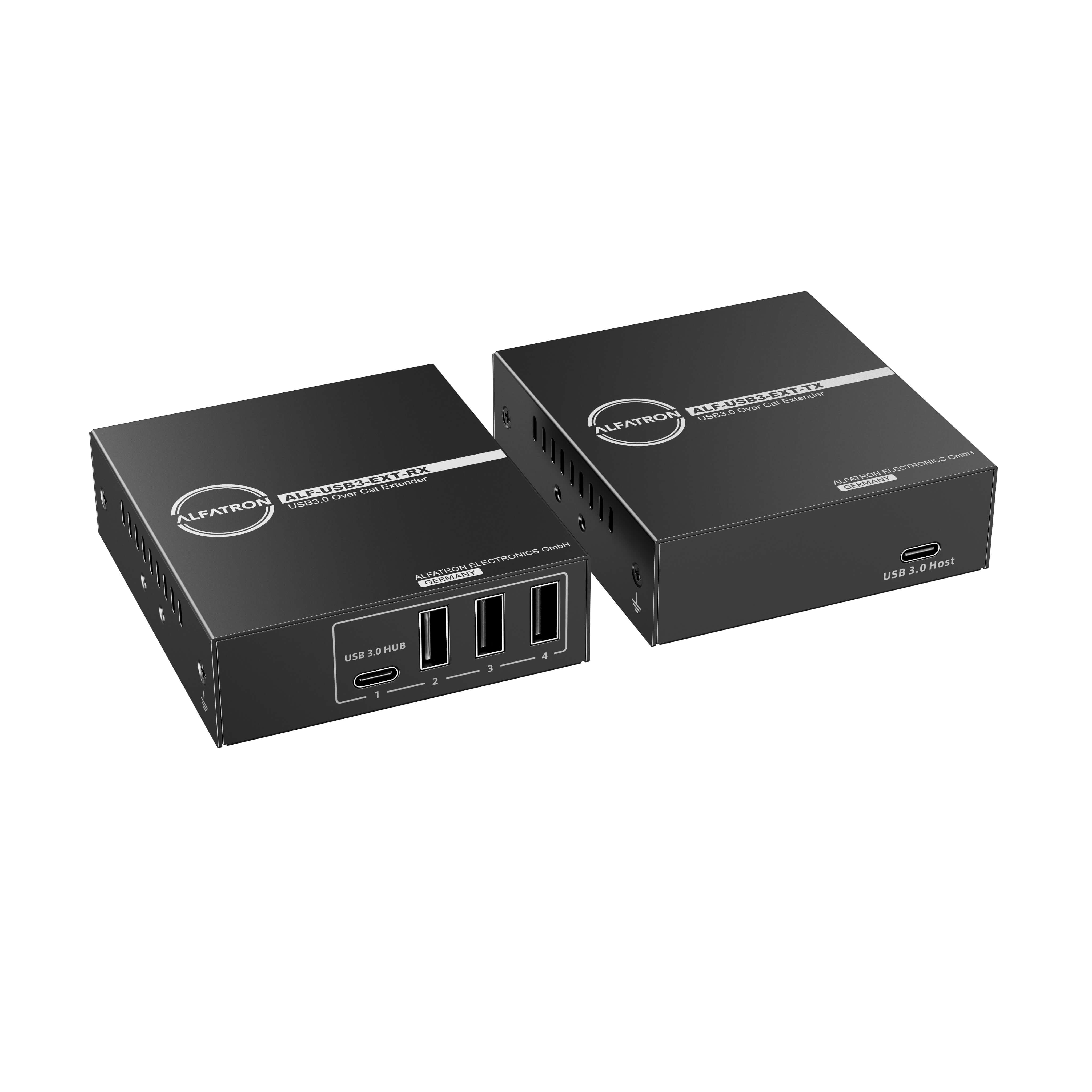 Alfatron USB3-EXT - USB 3.0 Over Cat Extender Kit, front left