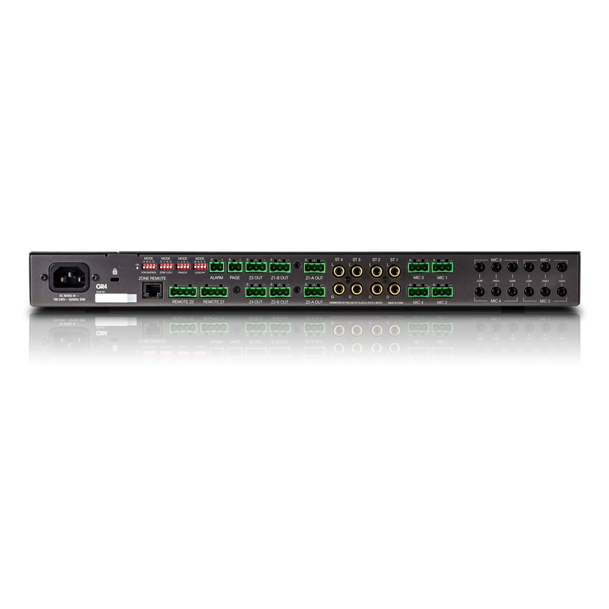 Allen & Heath GR4 - 4 Zone Audio Mixer, rear