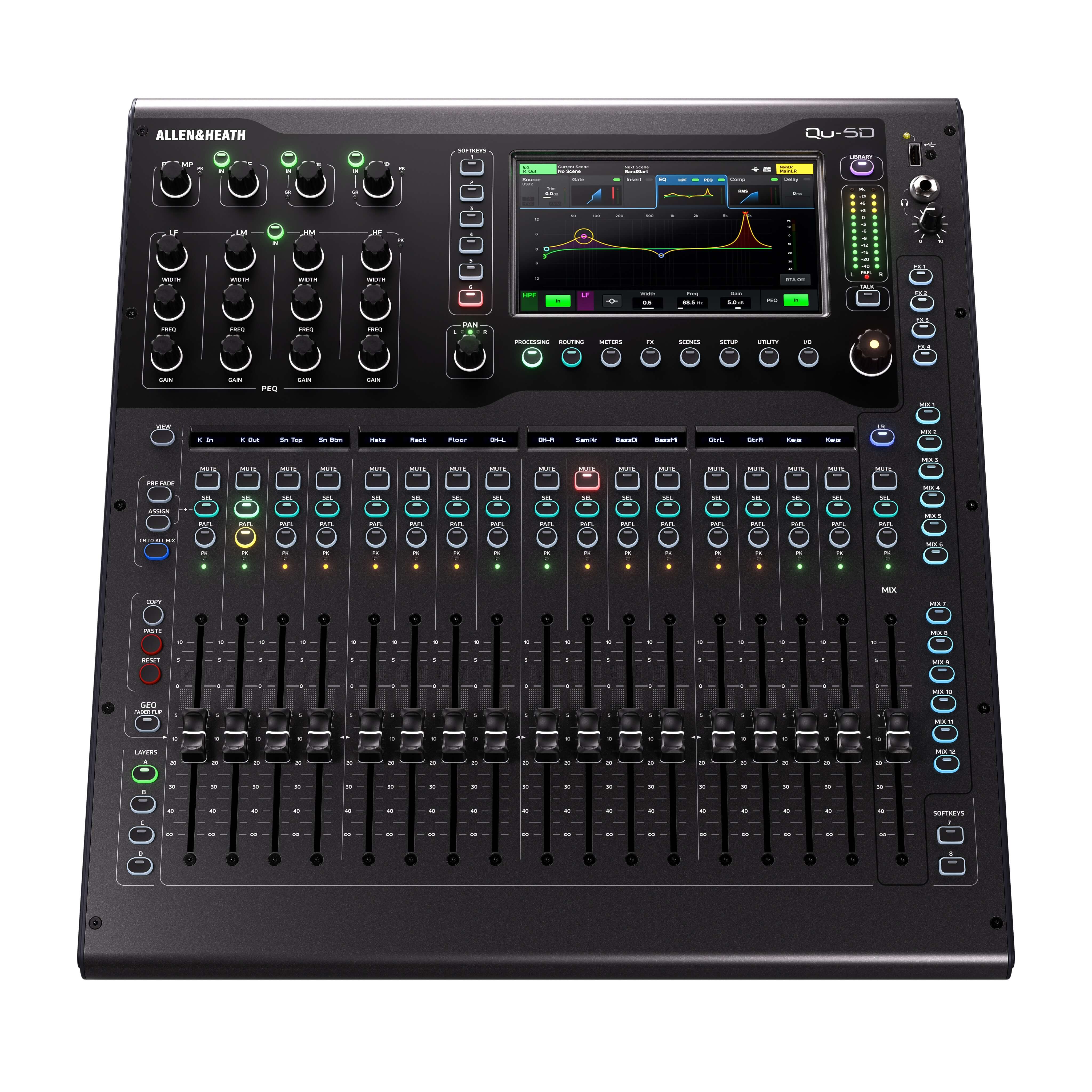 Allen & Heath Qu-5D - 32-Channel 96kHz Digital Mixer with 16x16 Dante, top