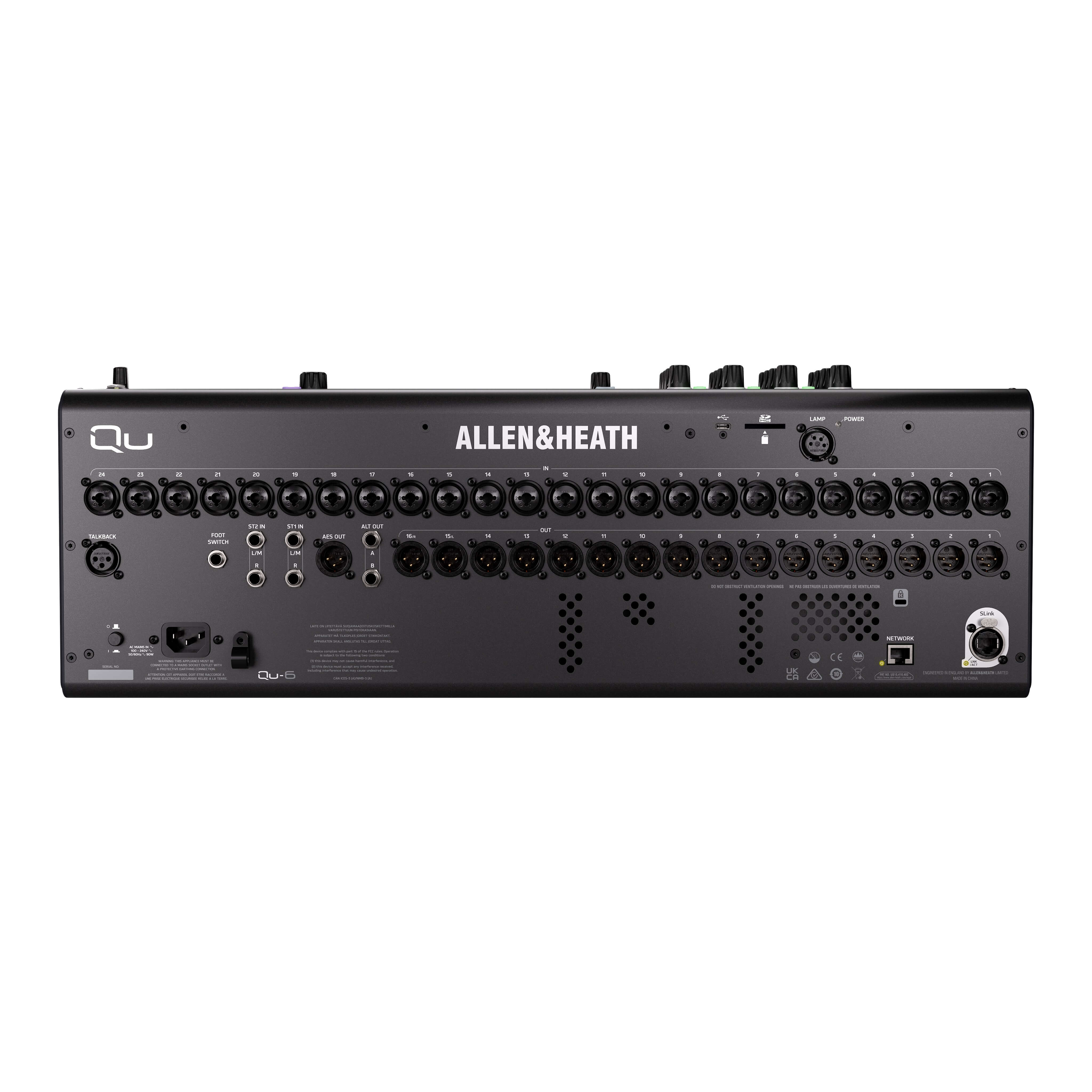 Allen & Heath Qu-6 - 32-Channel 96kHz Digital Mixer, rear