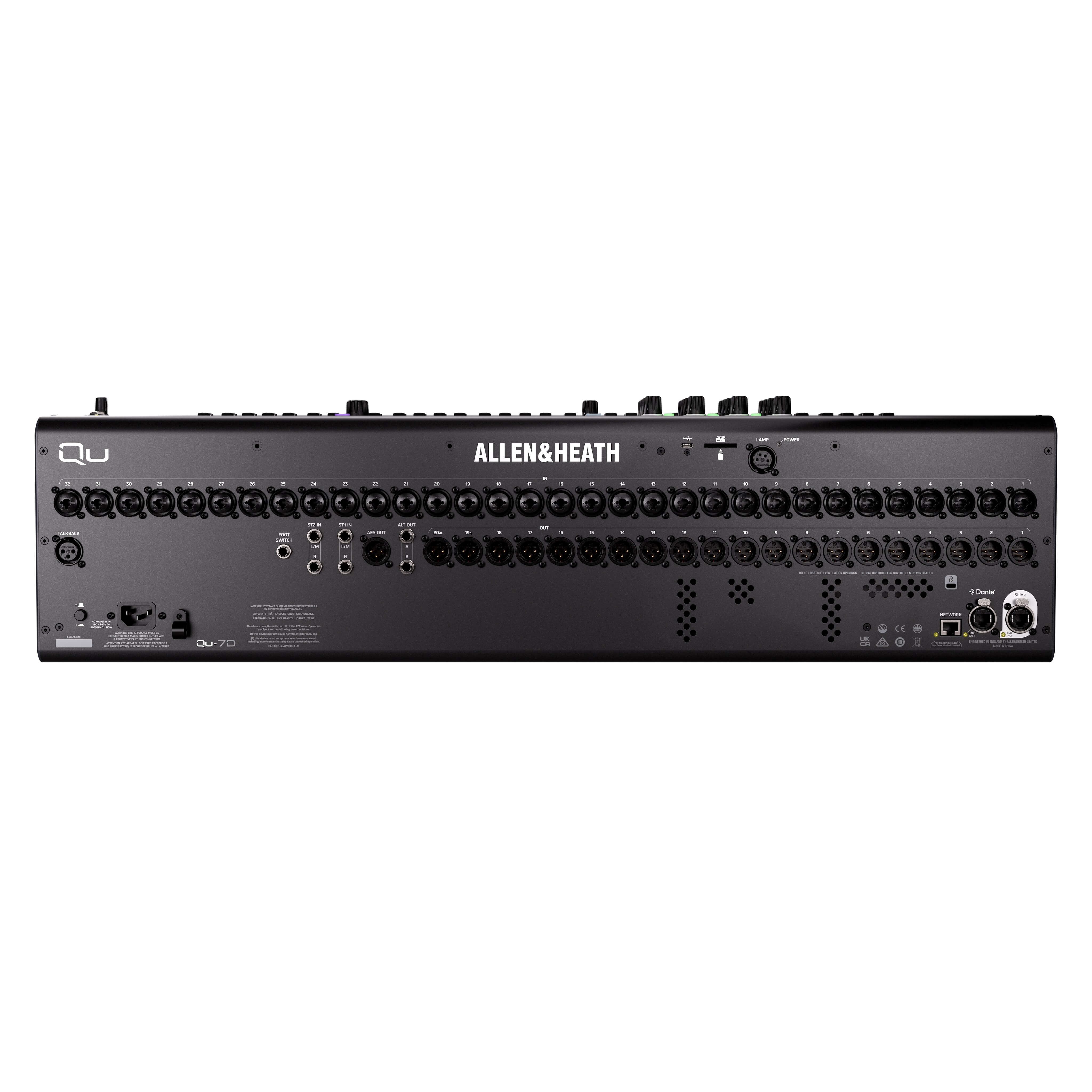 Allen & Heath Qu-7D - 32-Channel 96kHz Digital Mixer with 16x16 Dante, rear