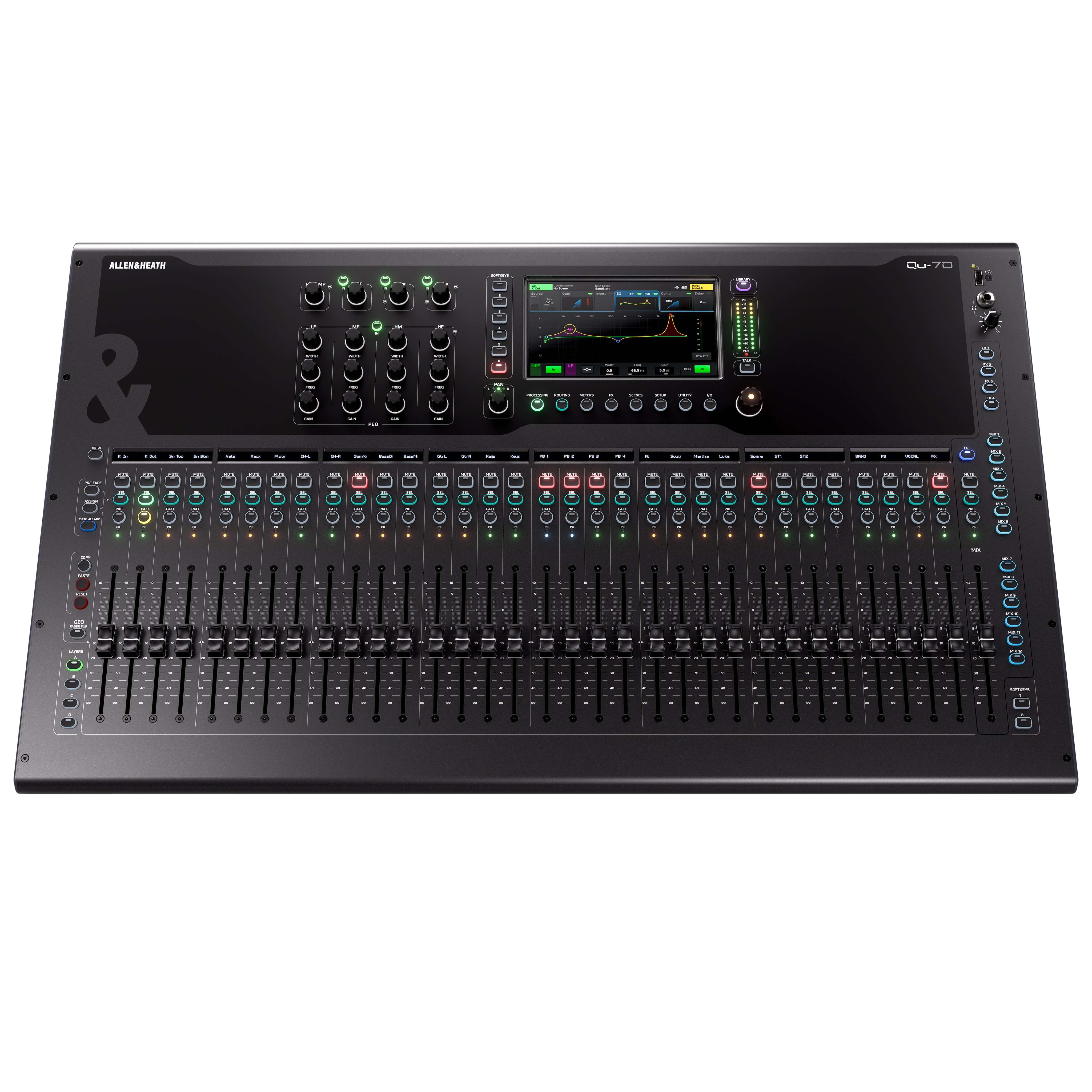 Allen & Heath Qu-7D - 32-Channel 96kHz Digital Mixer with 16x16 Dante, top