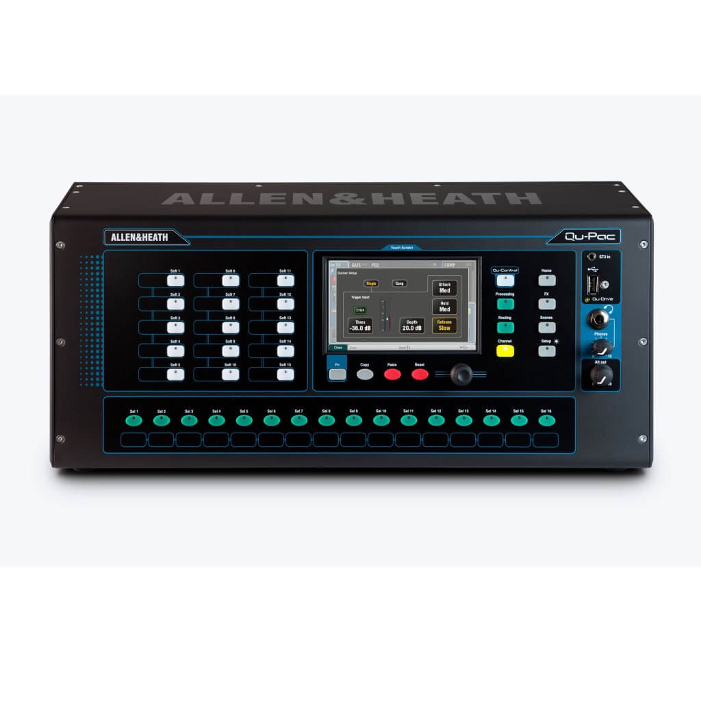 Allen & Heath Qu-Pac - Portable 32-Channel Rackmountable Digital Mixer, front angle