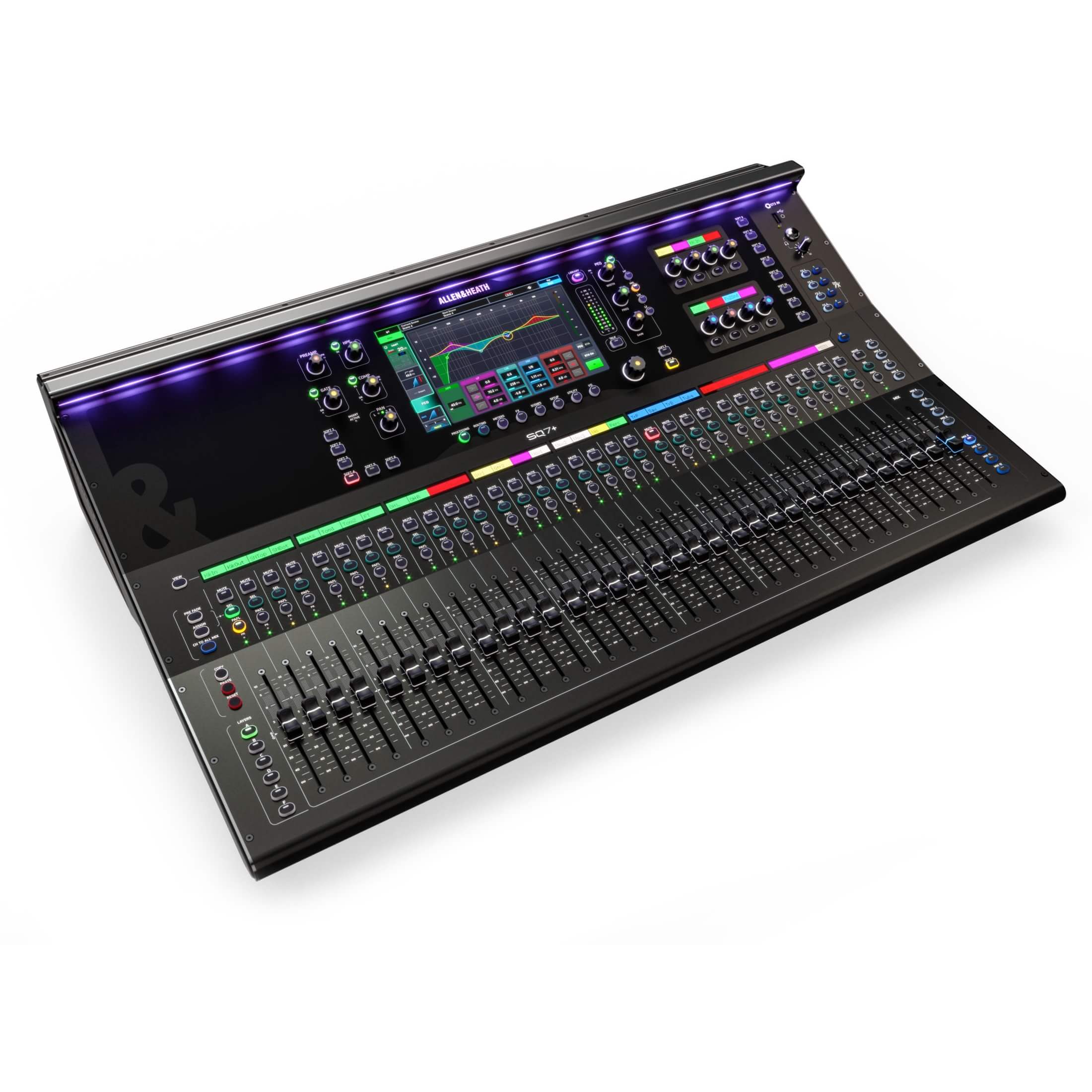 Allen & Heath SQ7+ - 48-ch Digital Mixer with RackUltra FX and 33 Faders, angle left