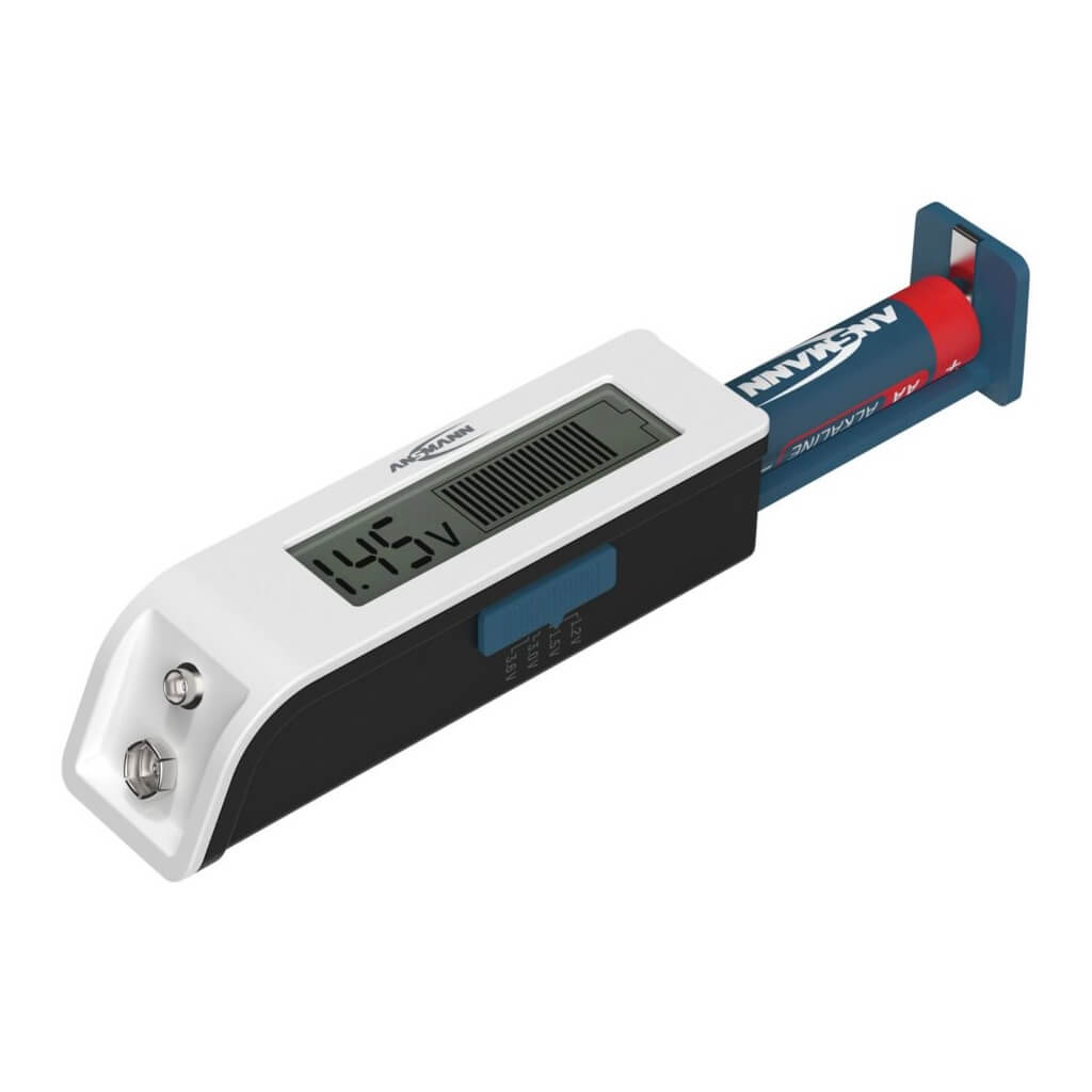 Ansmann Comfort Check - Pocket-Size Universal Battery Tester, shown with AA battery