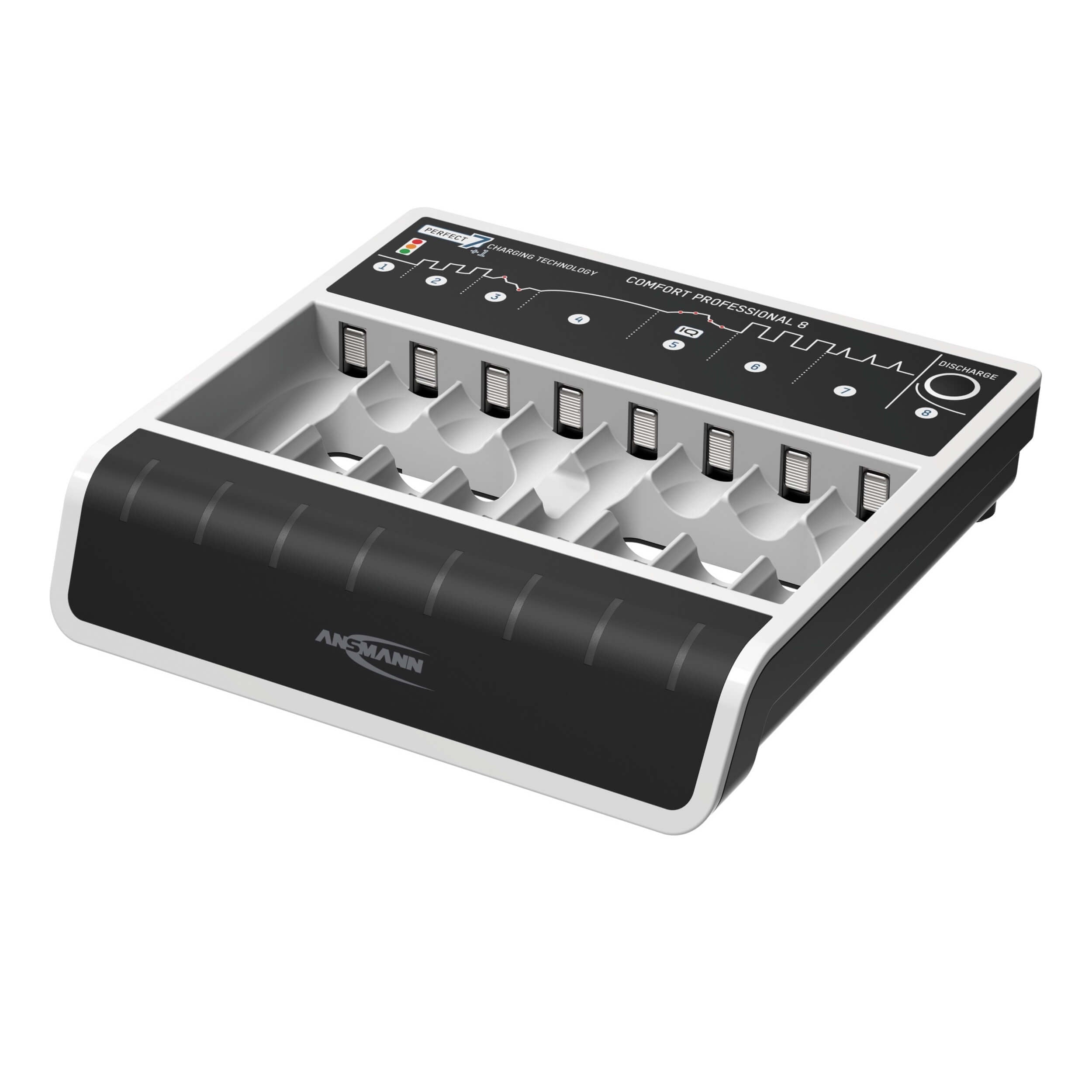 Ansmann Comfort Professional 8 - USB Input Desktop Battery Charger, angled left