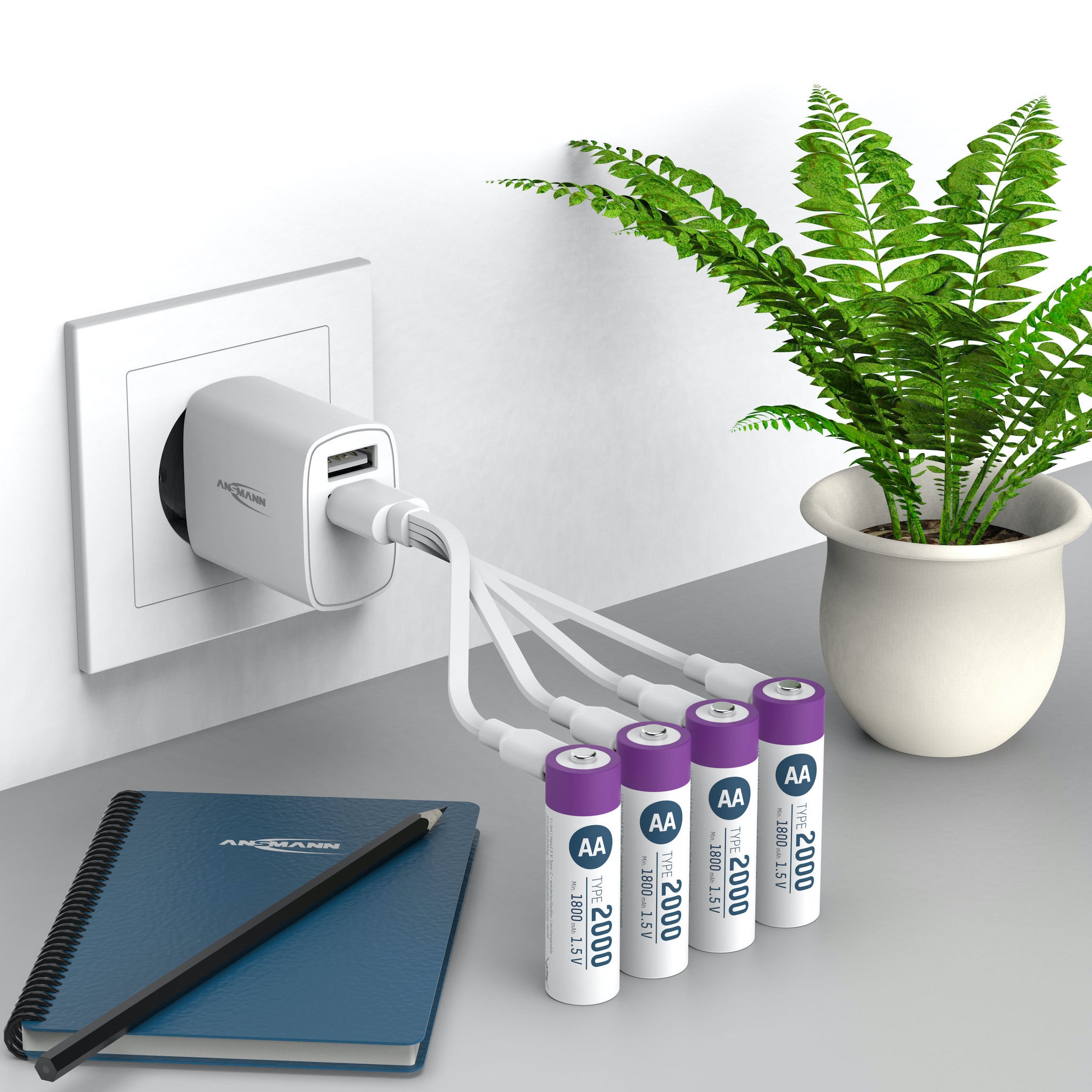 Ansmann AA 2000 mAh Lithium-Ion Rechargeable Batteries, charger not included