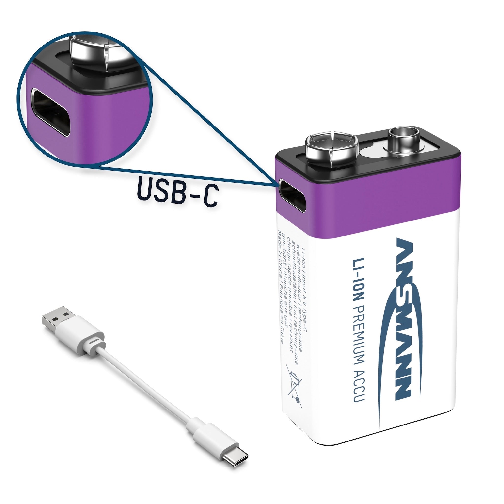 Ansmann 9V 400 mAh Lithium-Ion Rechargeable Battery, charge