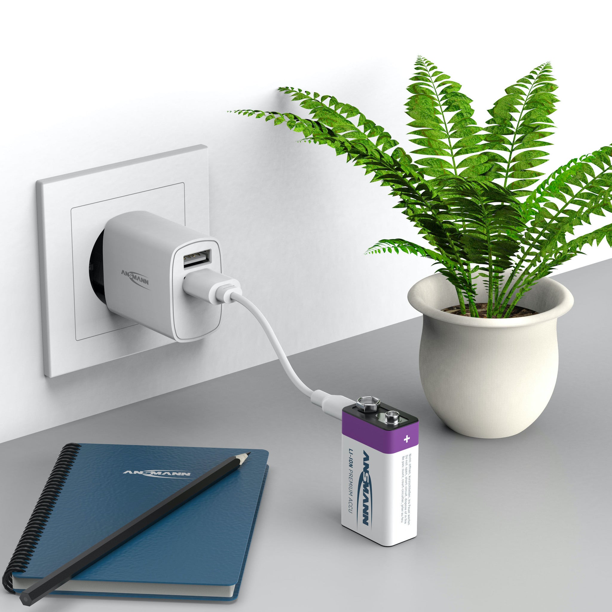 Ansmann 9V 400 mAh Lithium-Ion Rechargeable Battery, charger not included