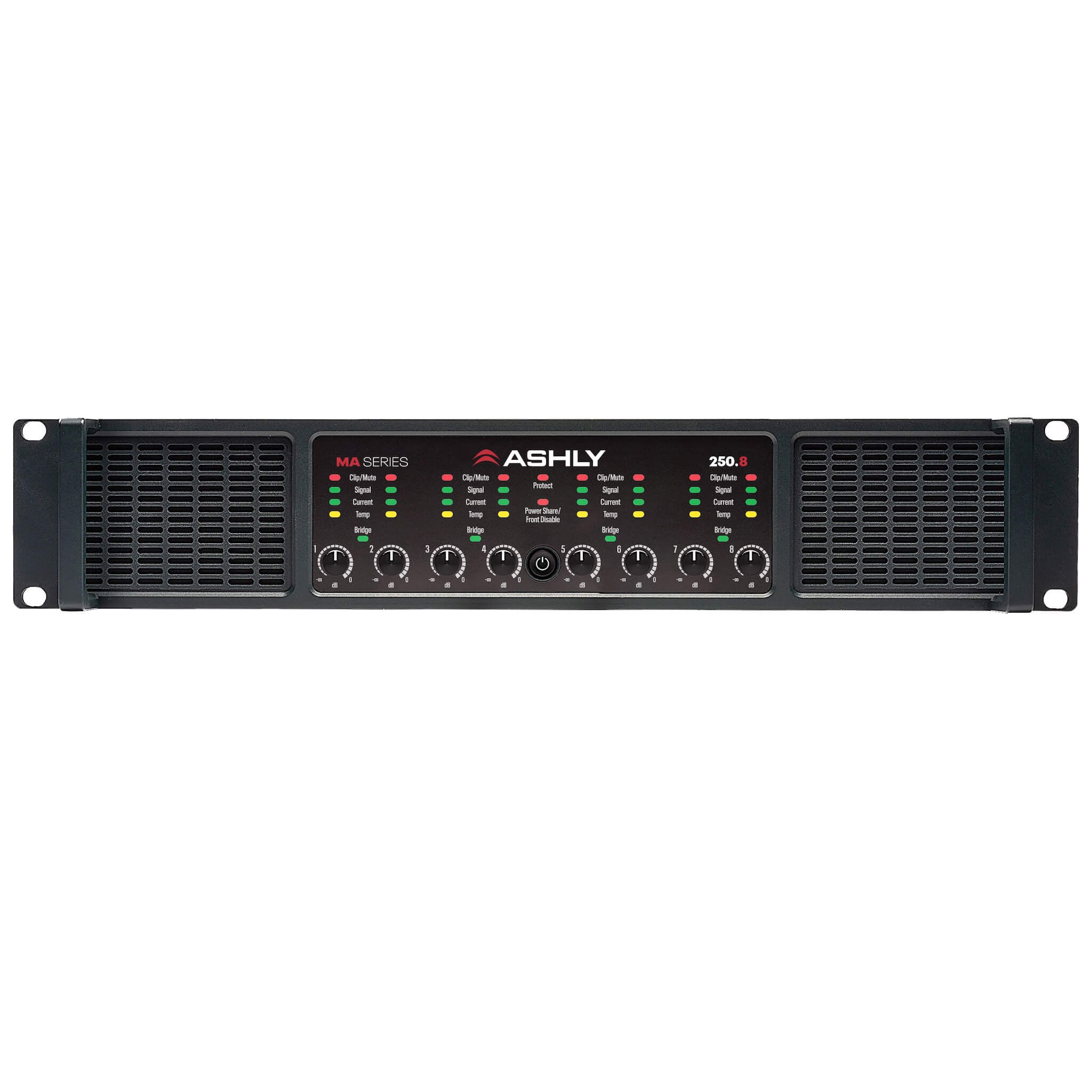 Ashly MA250.8 - 8-Ch x 250W Multi-Mode Power Amplifier, front