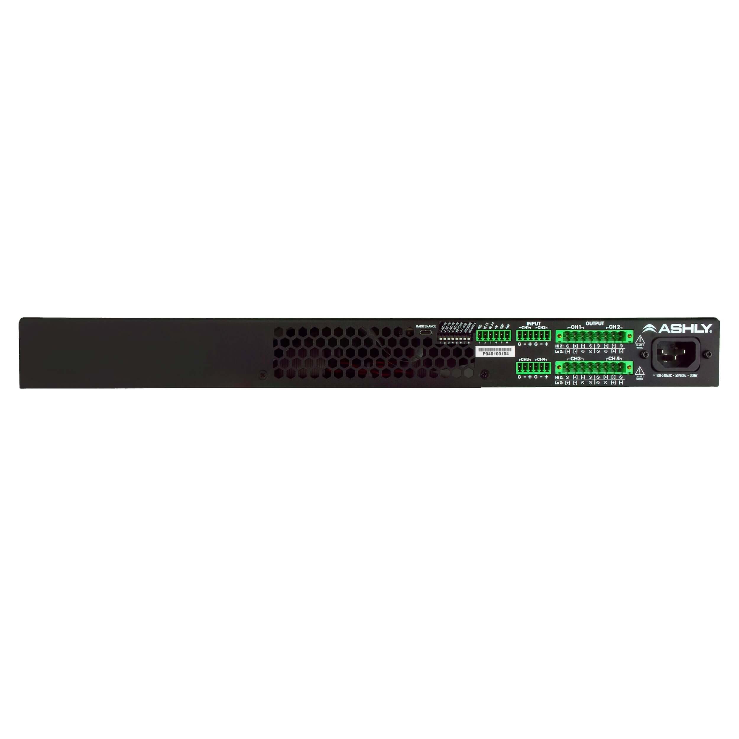 Ashly FA250.4 - 4-Ch x 250W or 70V High-Density Power Amplifier, rear