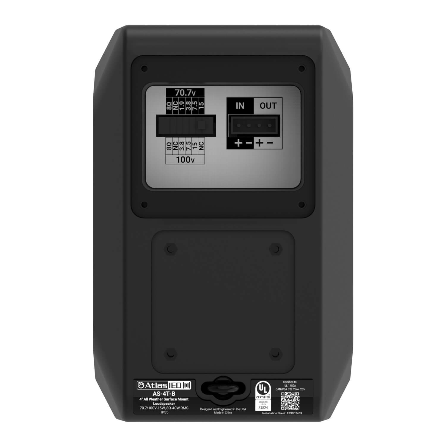AtlasIED AS-4T - 4-in 2-Way Surface-Mount Passive Loudspeaker, rear no cover