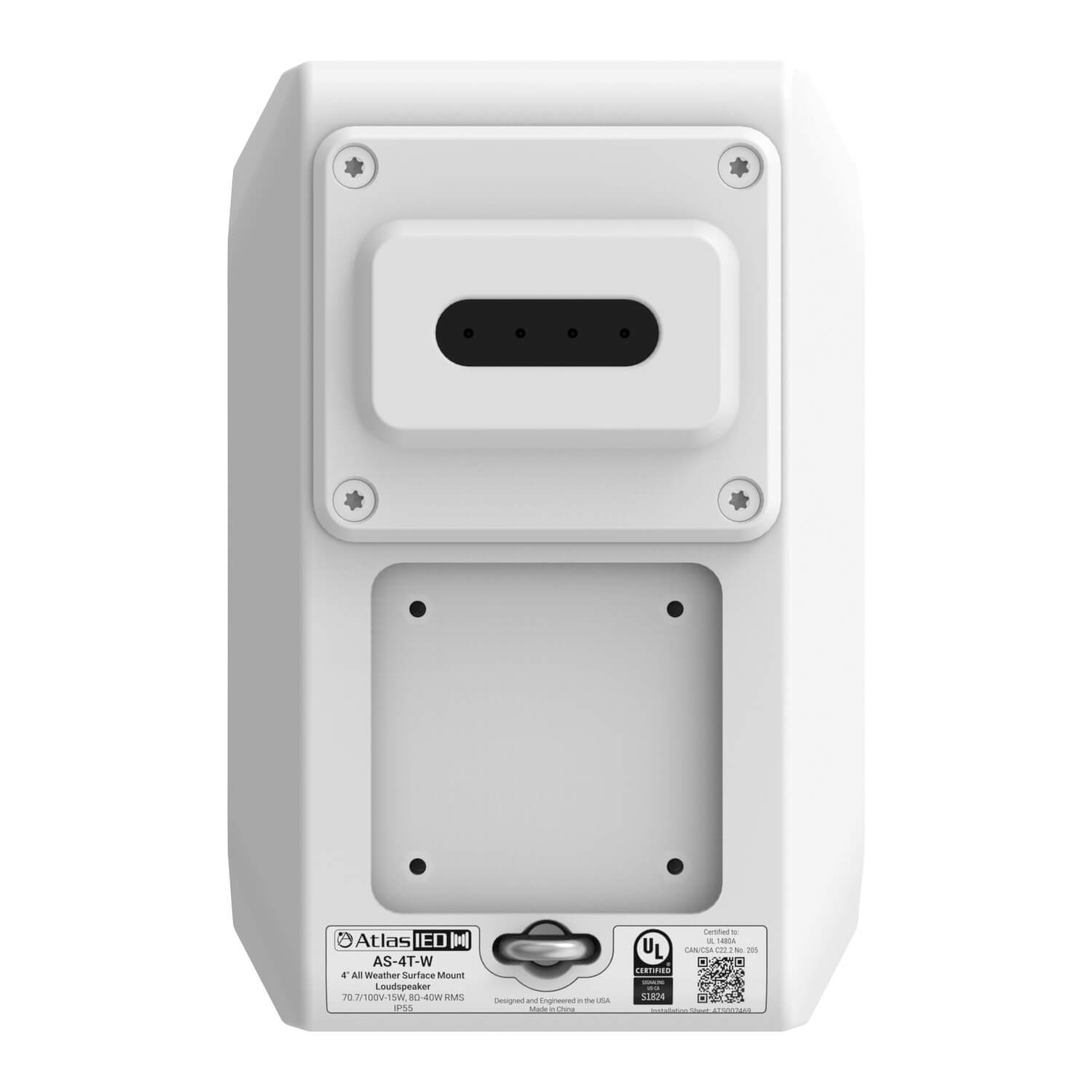 AtlasIED AS-4T - 4-in 2-Way Surface-Mount Passive Loudspeaker, rear with cover