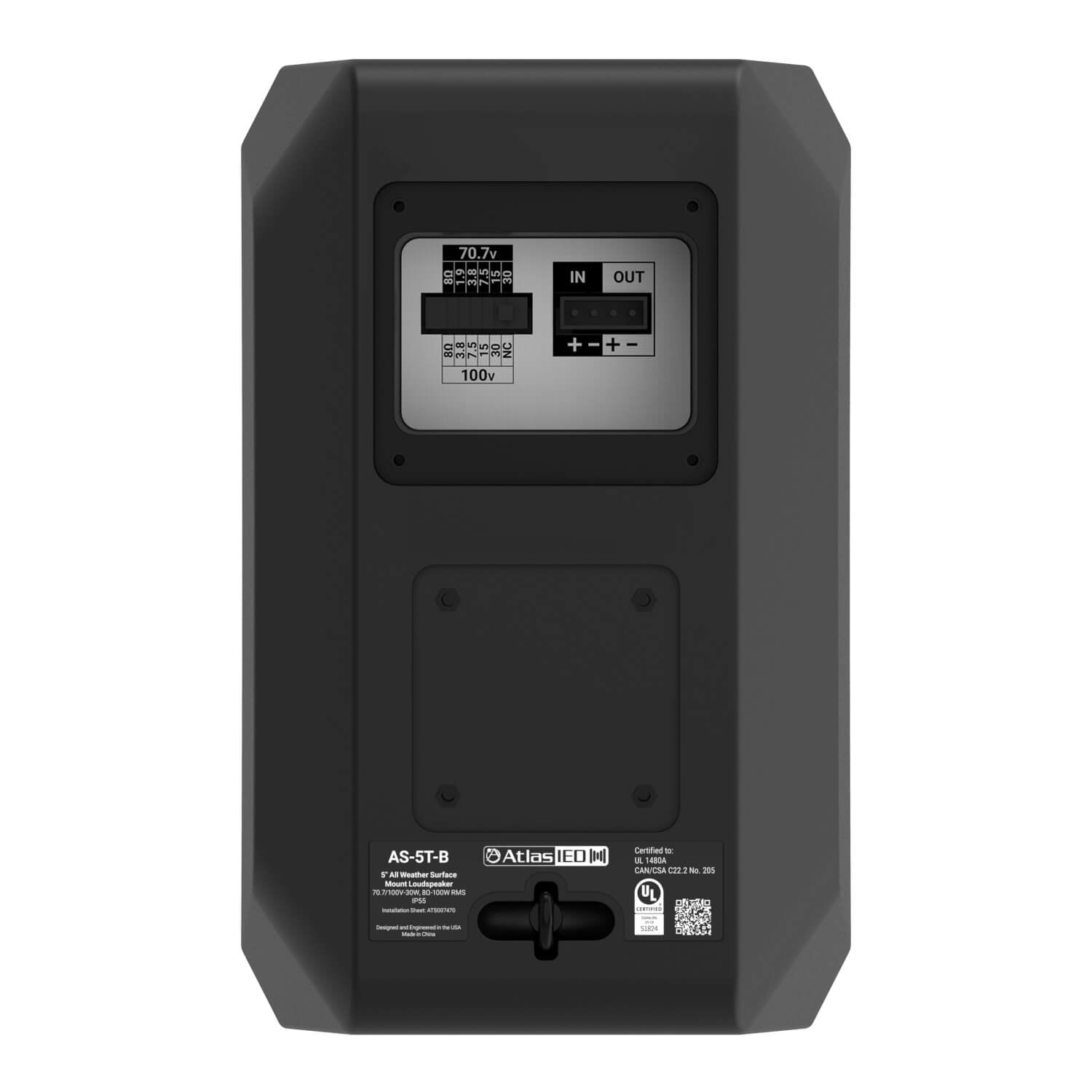 AtlasIED AS-5T - 5.25-in 2-Way Surface-Mount Passive Loudspeaker, rear no cover