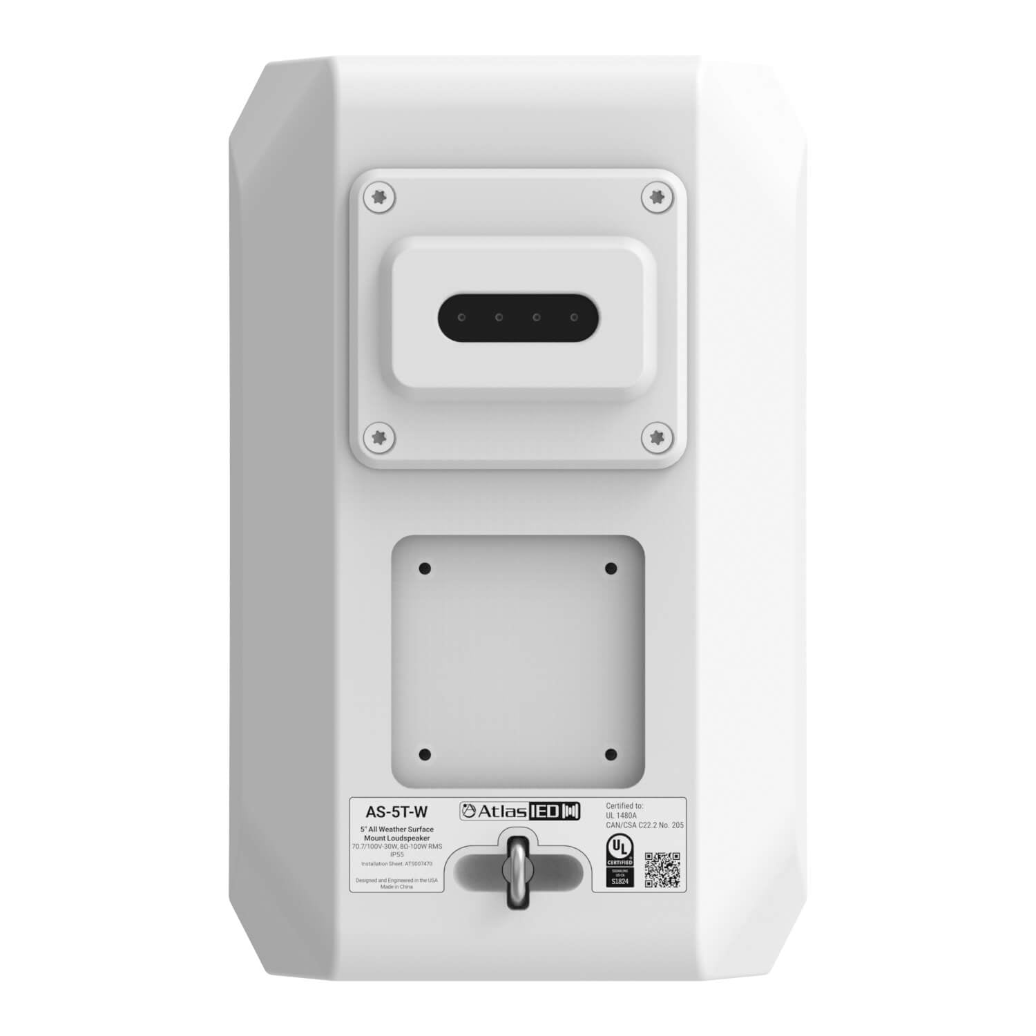 AtlasIED AS-5T - 5.25-in 2-Way Surface-Mount Passive Loudspeaker, rear with cover