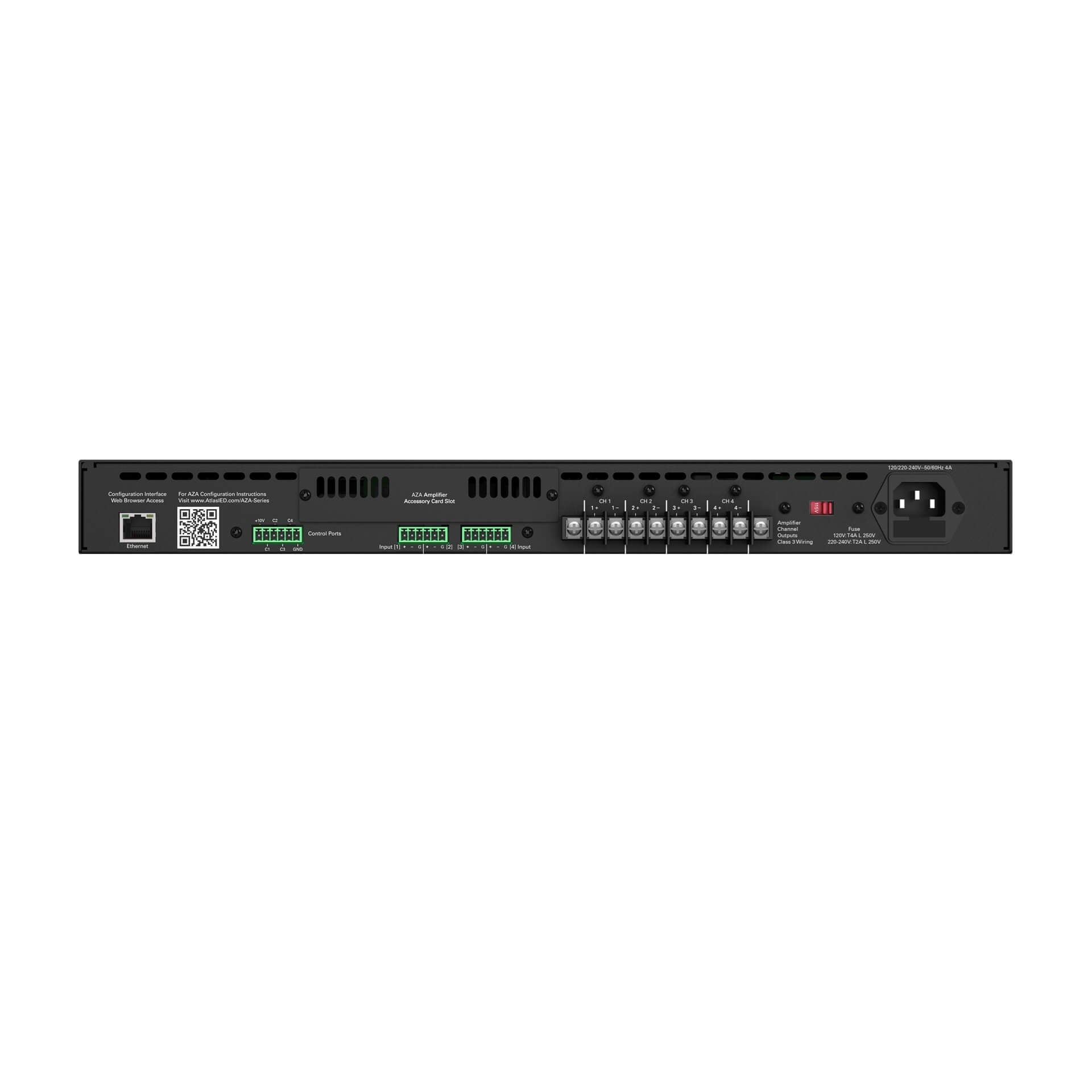 AtlasIED AZA404 - Atmosphere 400W Networkable 4-Ch Power Amplifier, rear