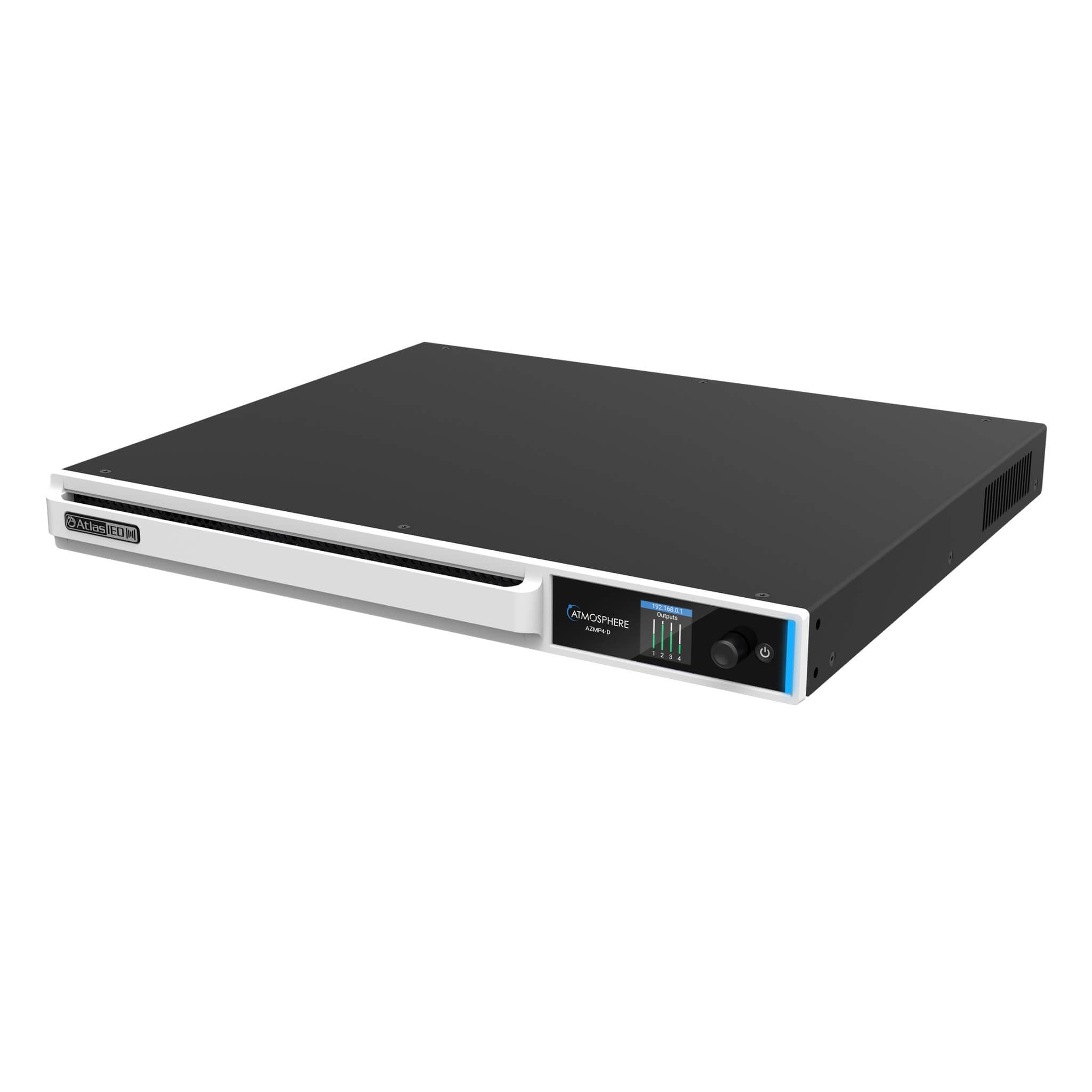 AtlasIED AZMP4-D - Atmosphere 4-Zone Signal Processor with 600W Amplifier and Dante, angle