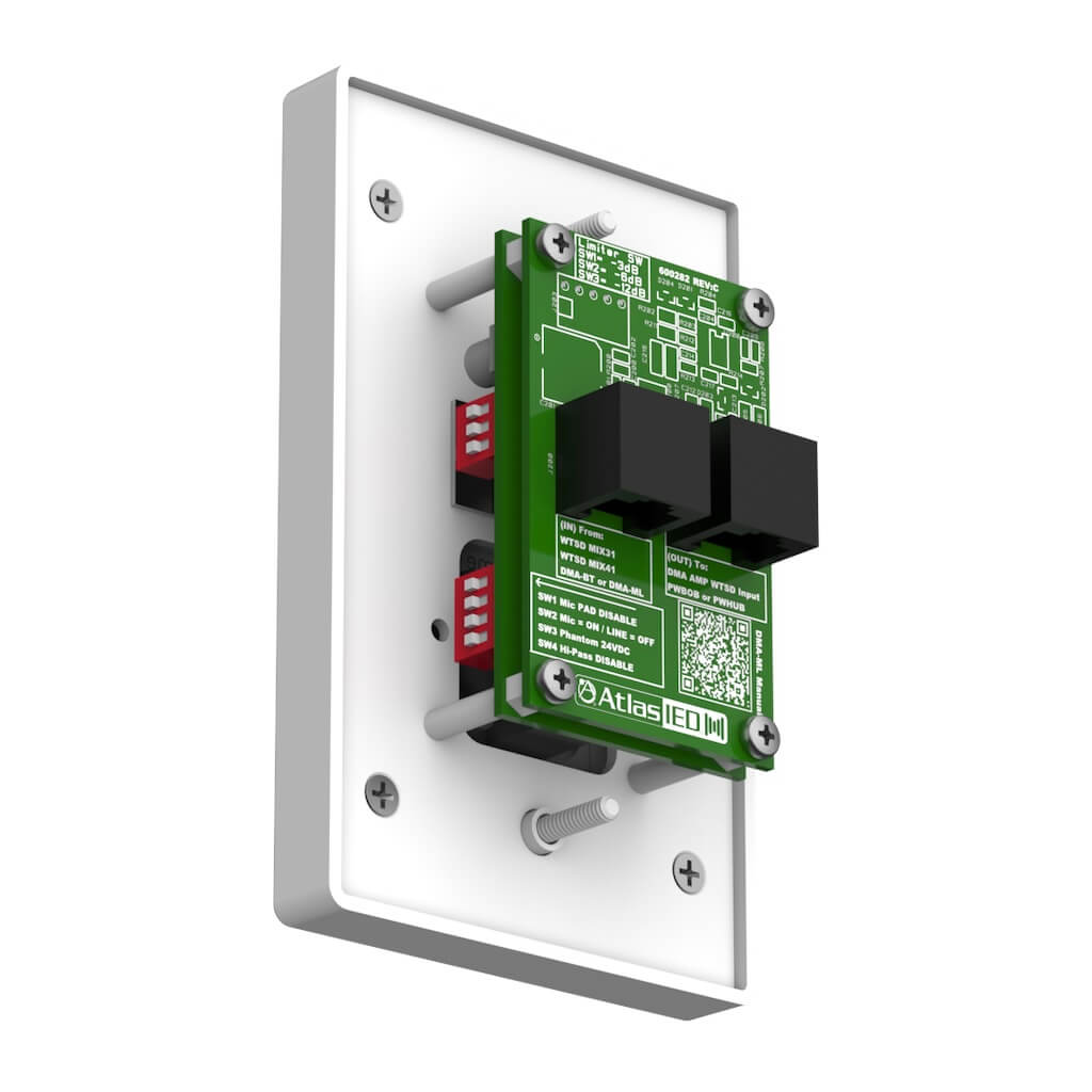 AtlasIED DMA-ML - Mic/Line Input Wall Plate with Volume Control, rear angled