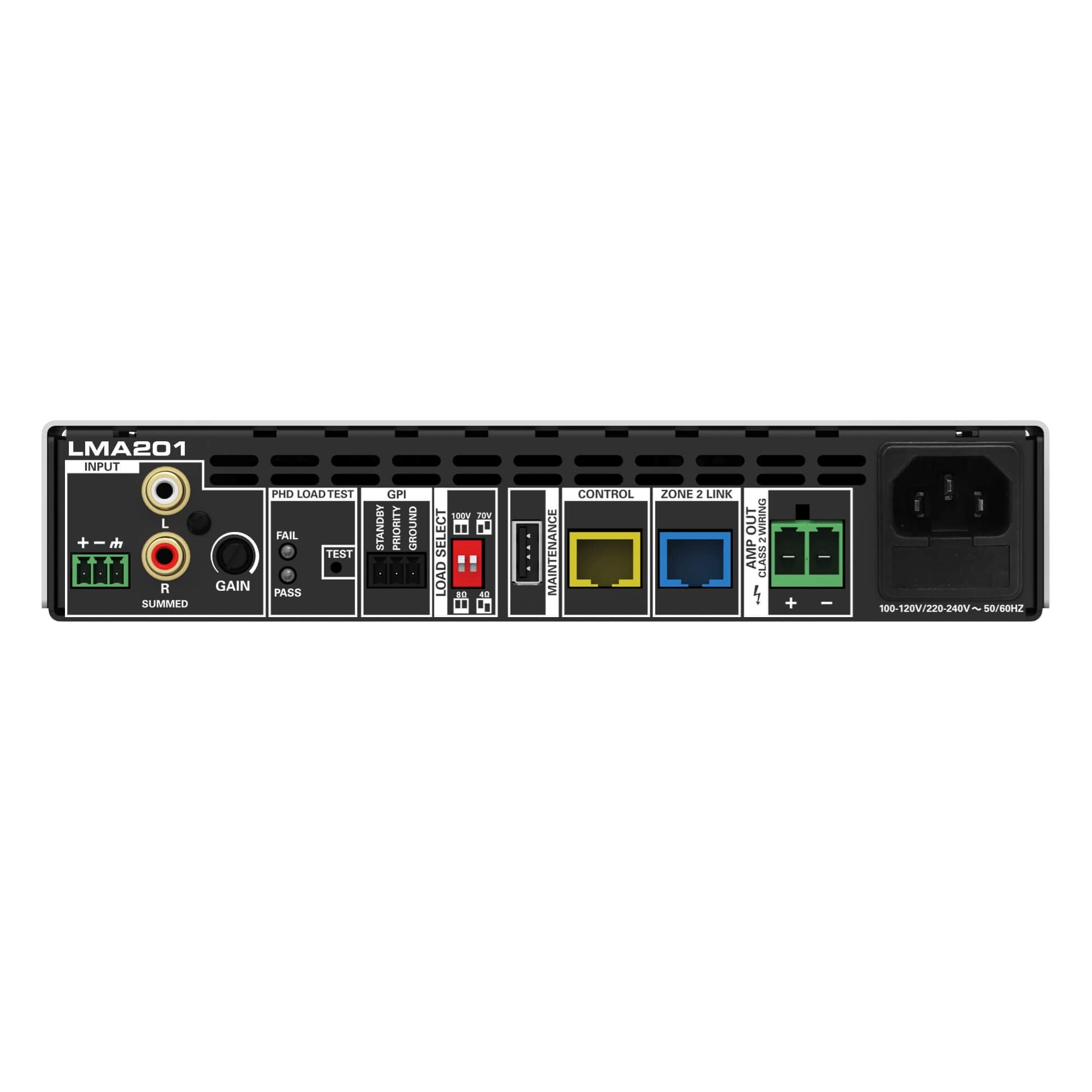 AtlasIED LMA201 - 200W Linkable Single Channel Zone Amplifier, rear