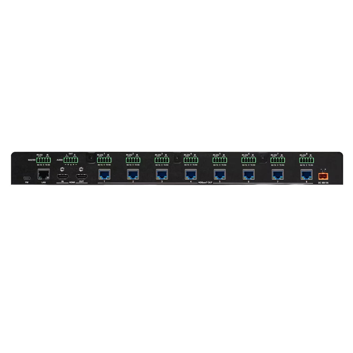 Atlona AT-HDR-CAT-8 - 1x8 4K HDR HDMI to HDBaseT Distribution Amp, rear