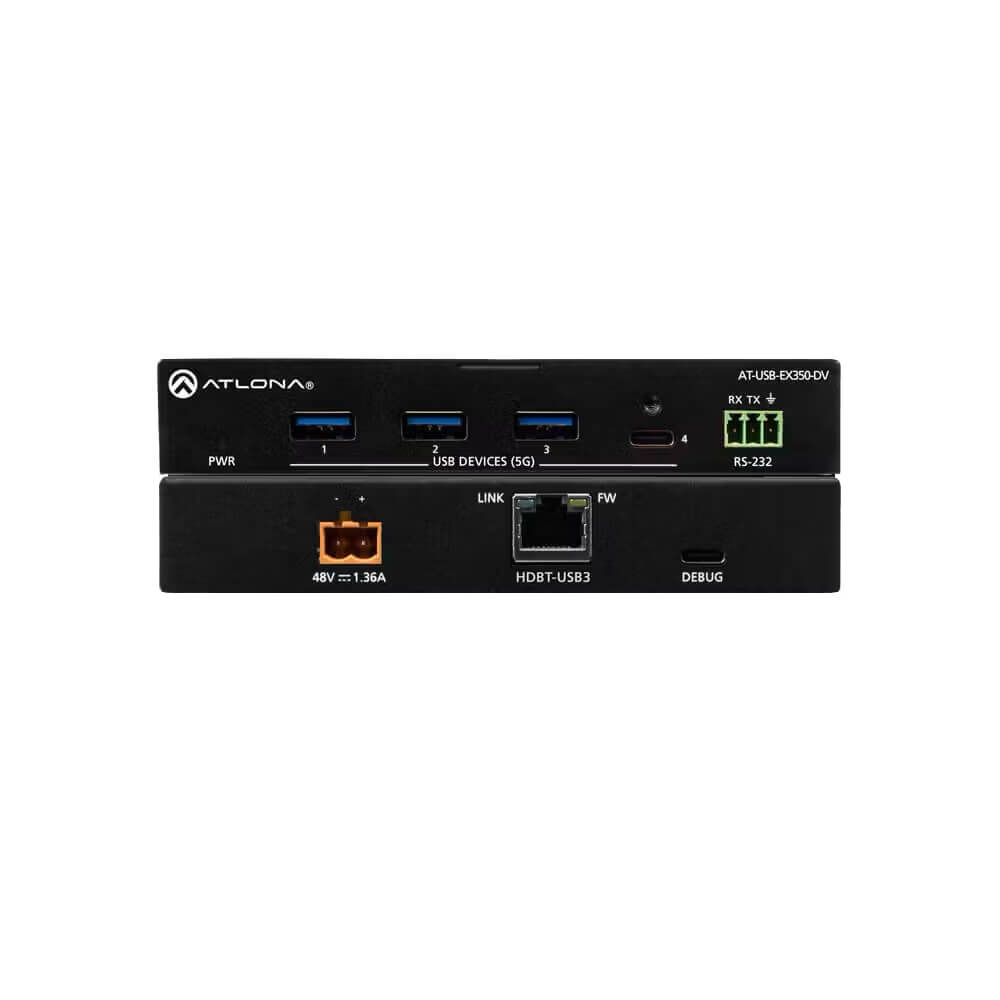 Atlona AT-USB-EX350-KIT - USB 3.2 Data Extender Kit, combined front and rear views of device endpoint