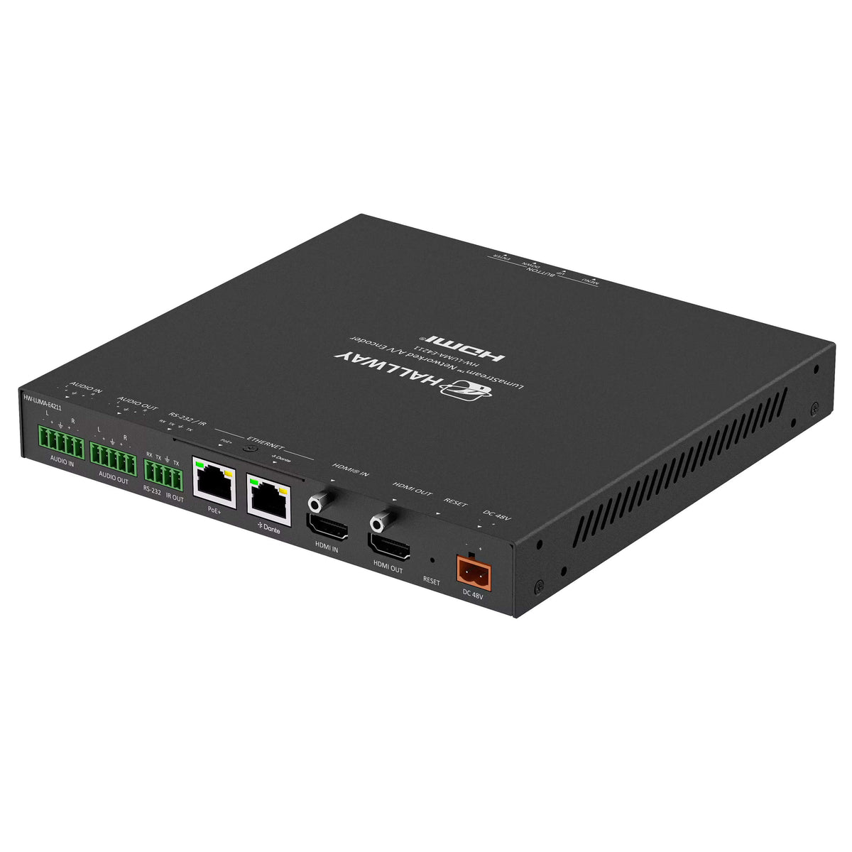 Atlona HW-LUMA-E4211 - H.264 and H.265 Networked AV Encoder, angled rear