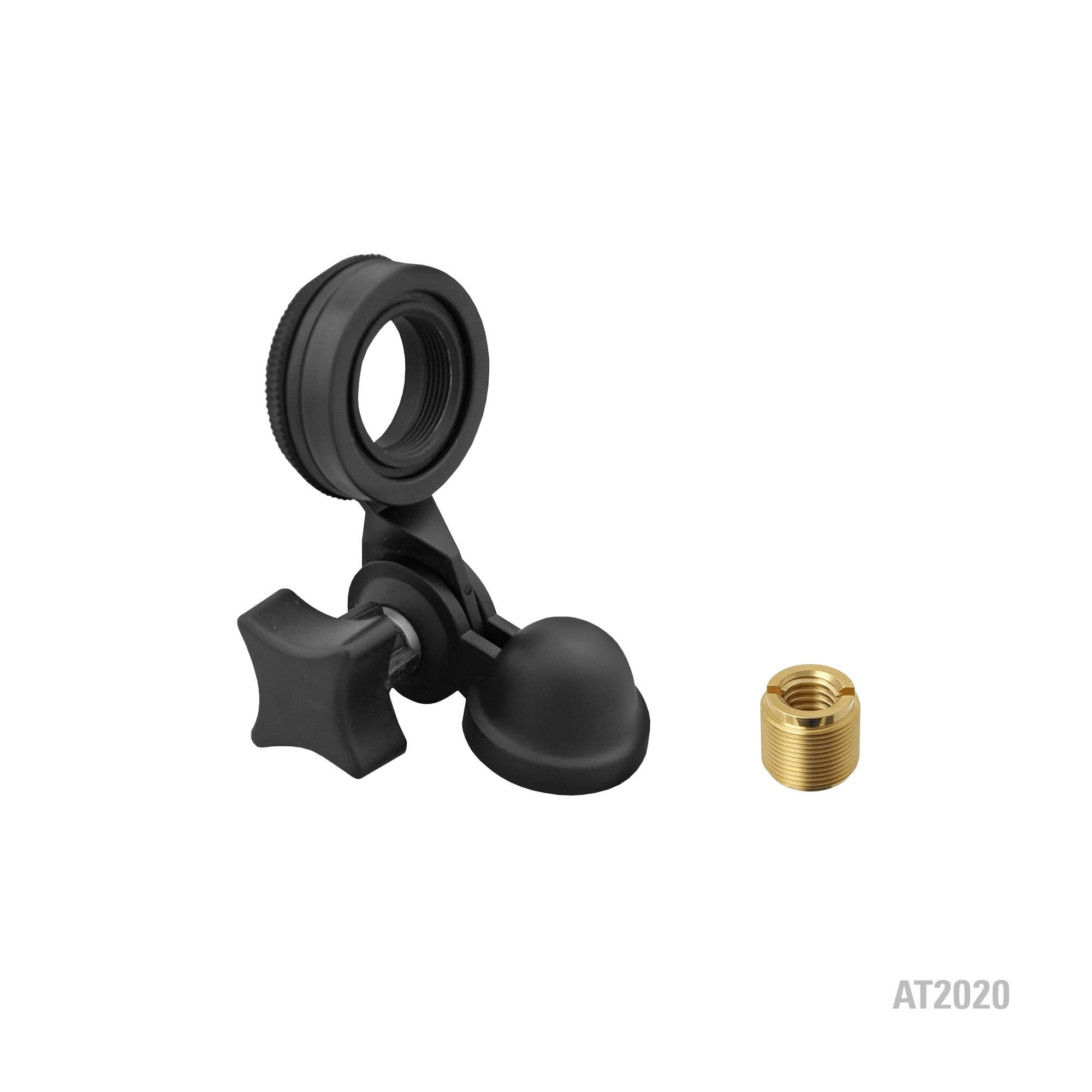 Audio-Technica AT2020 Cardioid Condenser Microphone, pivoting stand mount with thread adapter