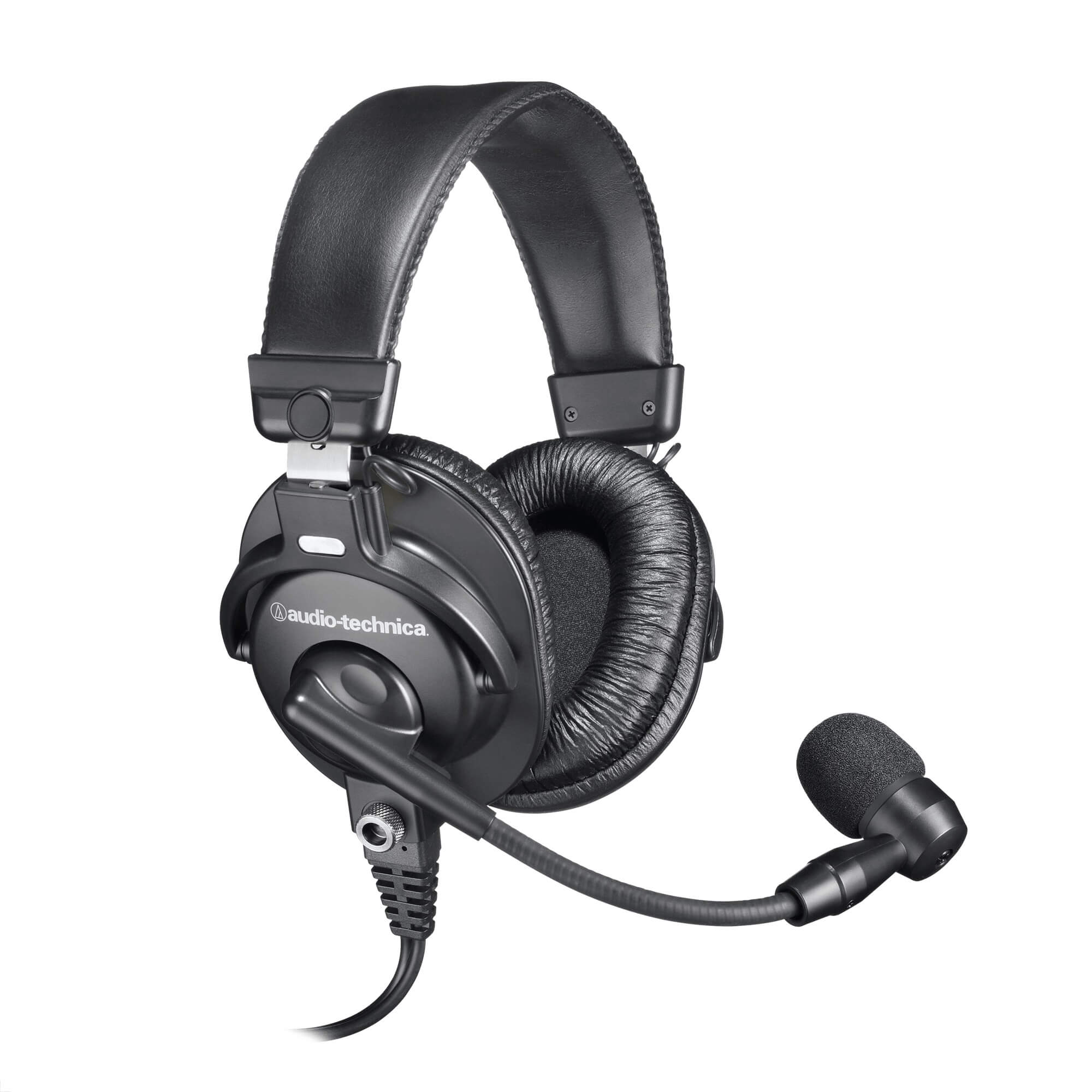 Audio-Technica BPHS1 - Broadcast Stereo Headset, shown with windscreen