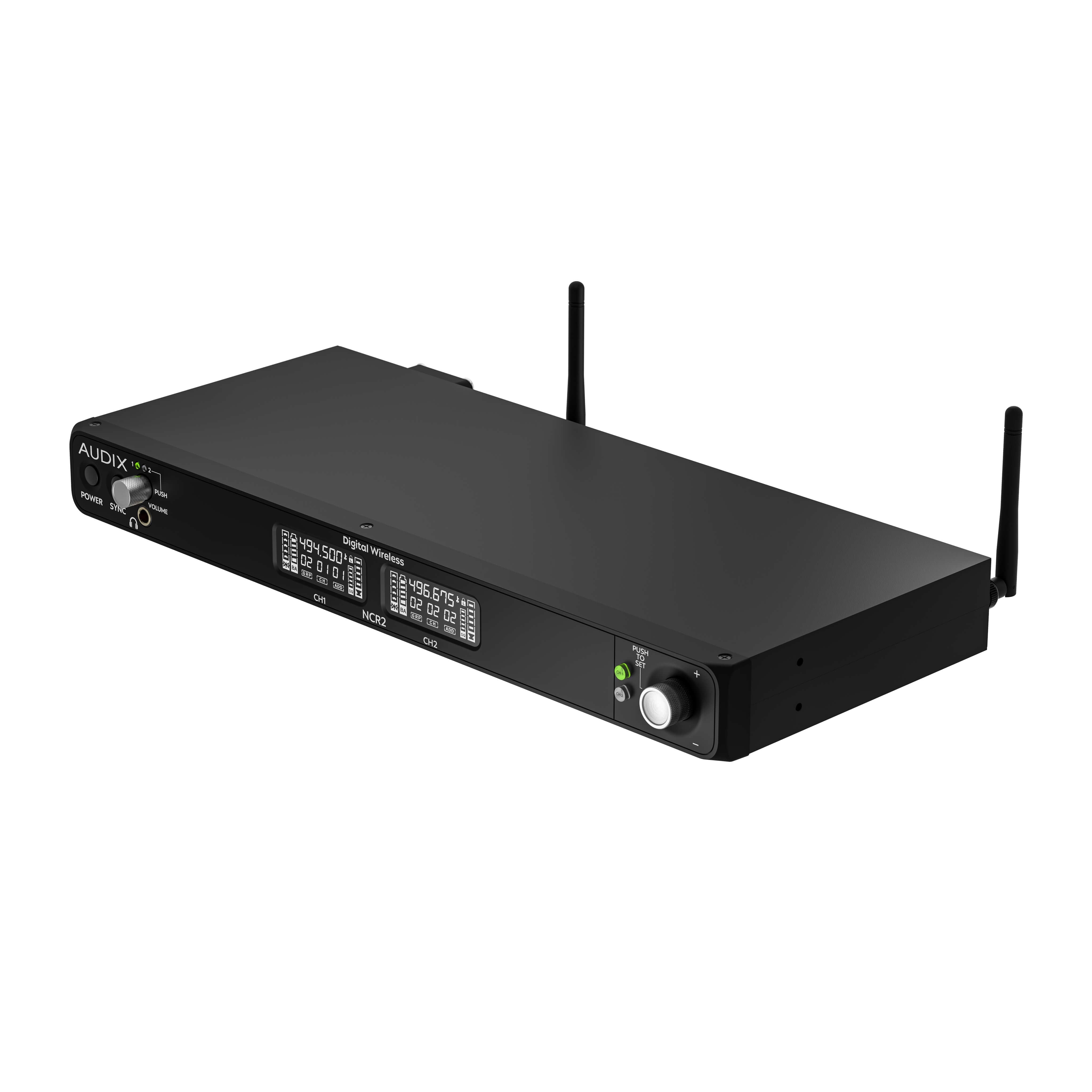 Audix Novacore NCR2 - 2-Channel Digital Wireless Receiver with Dante, angle