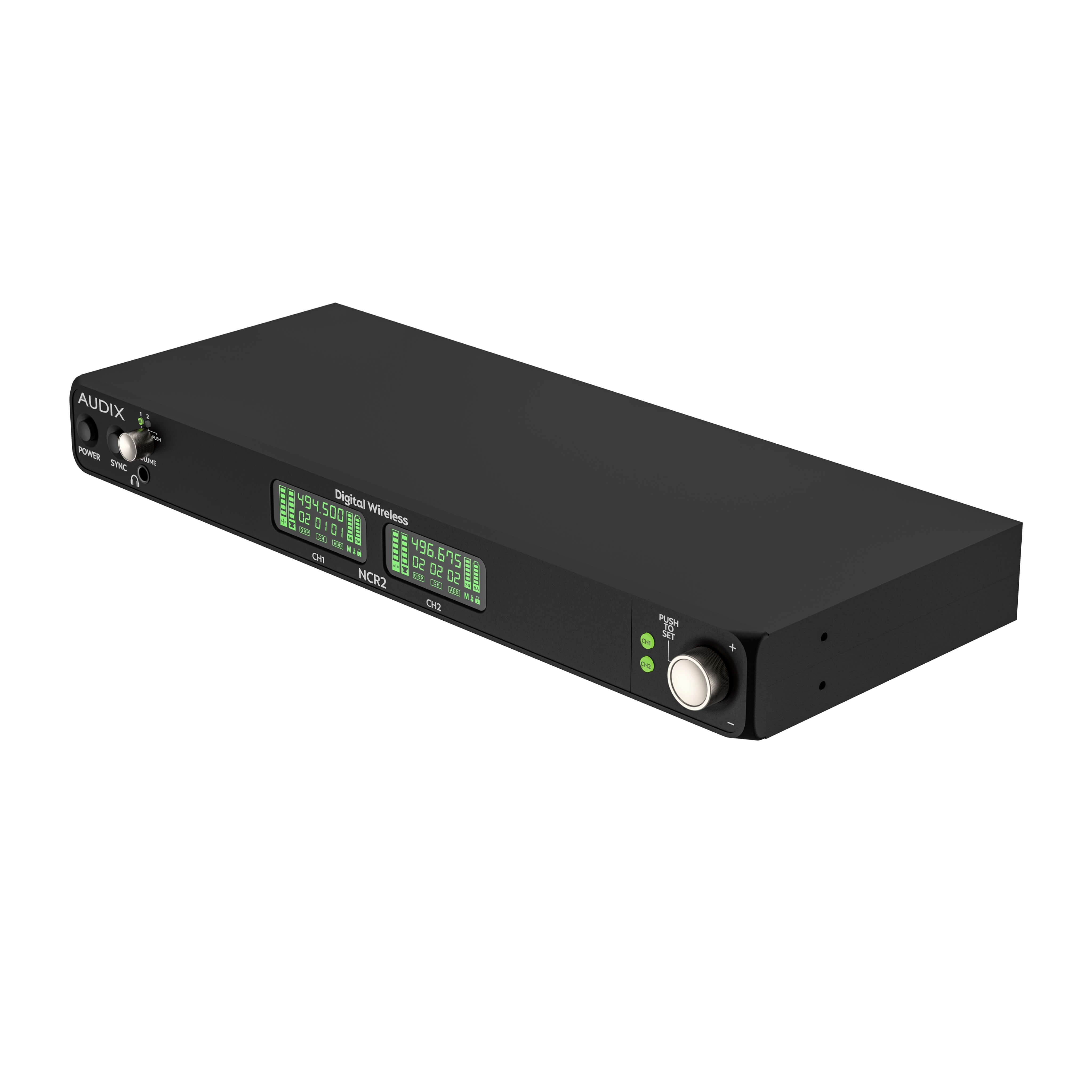 Audix Novacore NCR2 - 2-Channel Digital Wireless Receiver with Dante, angle