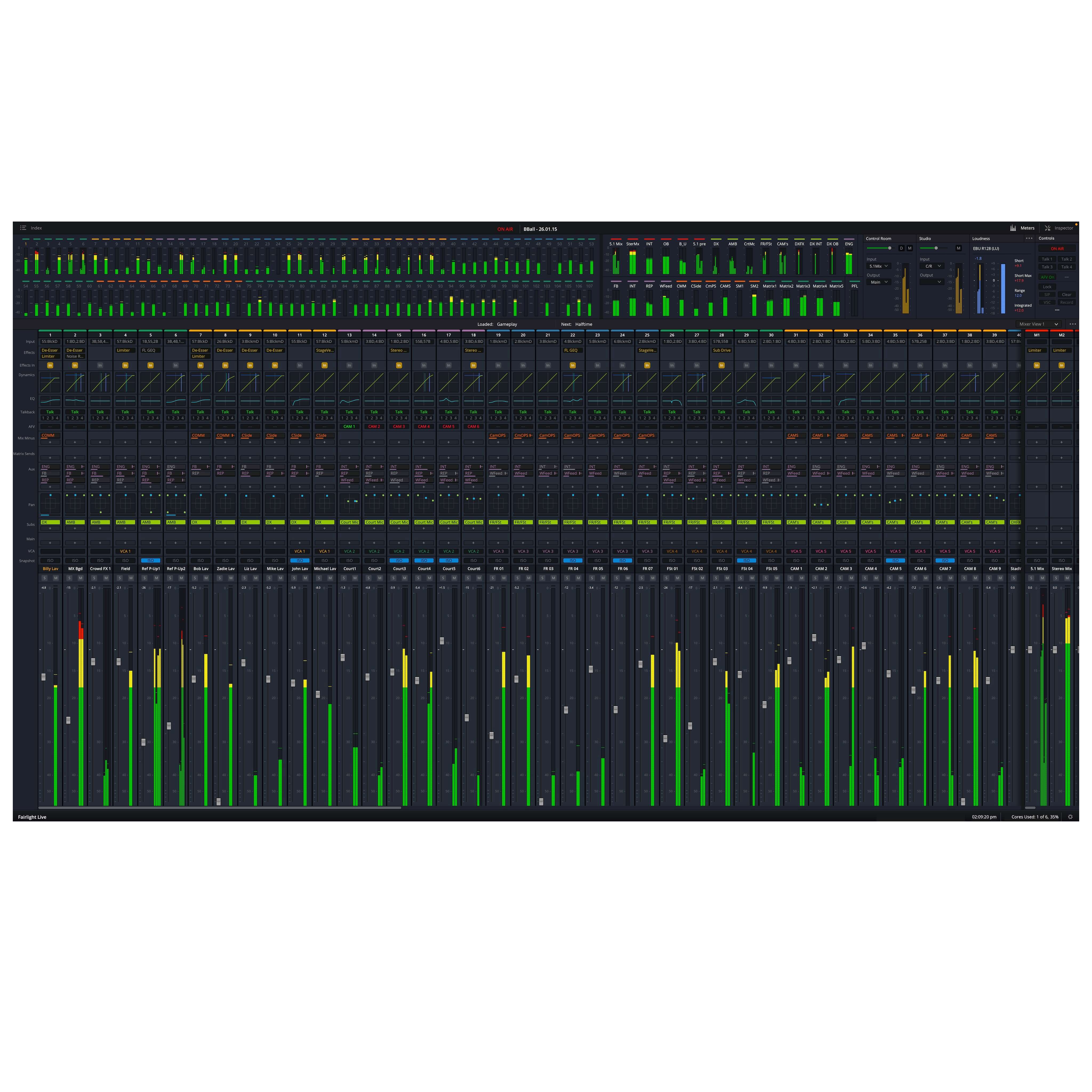 Blackmagic Design Fairlight Live interface