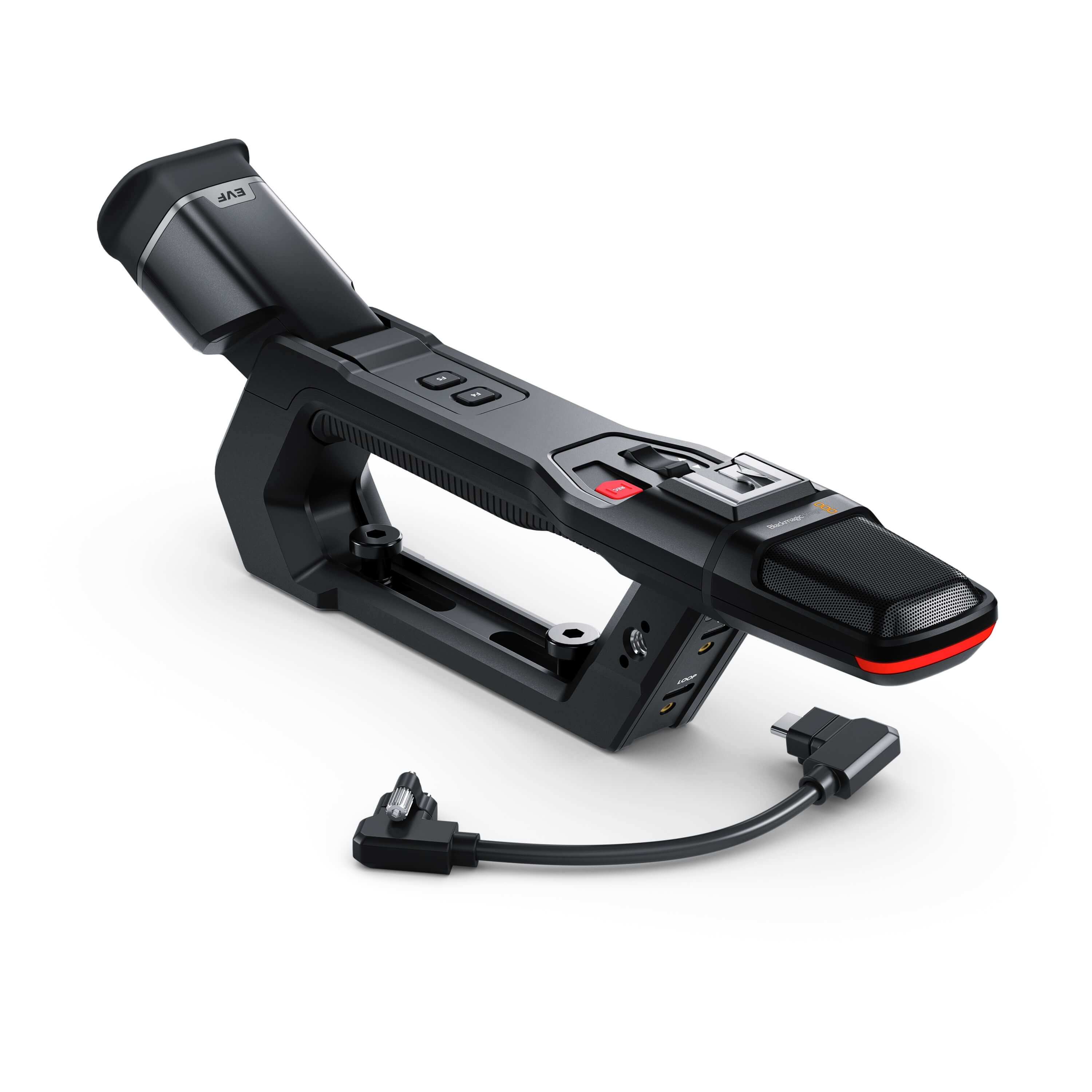 Blackmagic Design PYXIS Pro Handle with OLED Viewfinder, angle