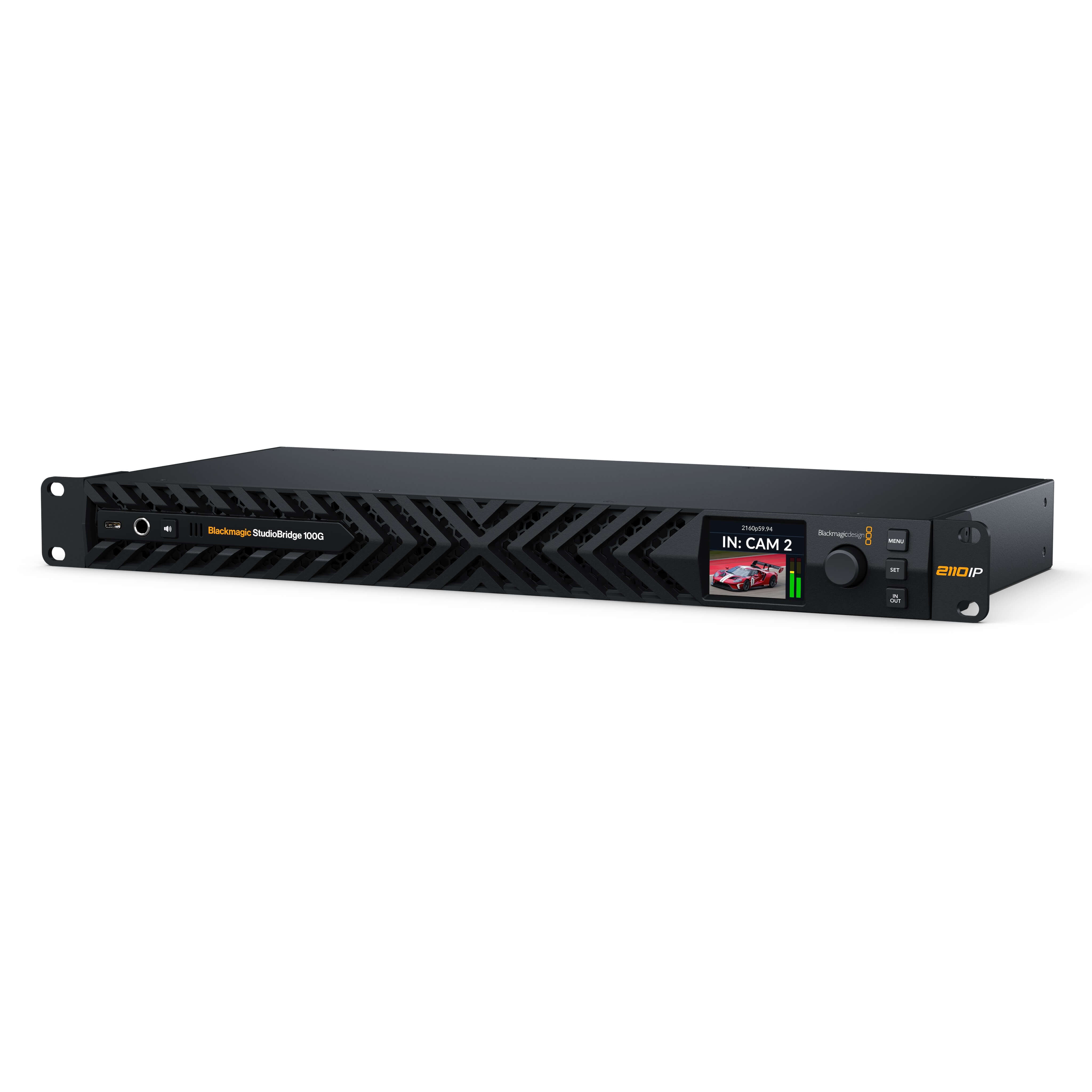 Blackmagic Design StudioBridge 100G - 1-ch 100G Ethernet Bridge, angled