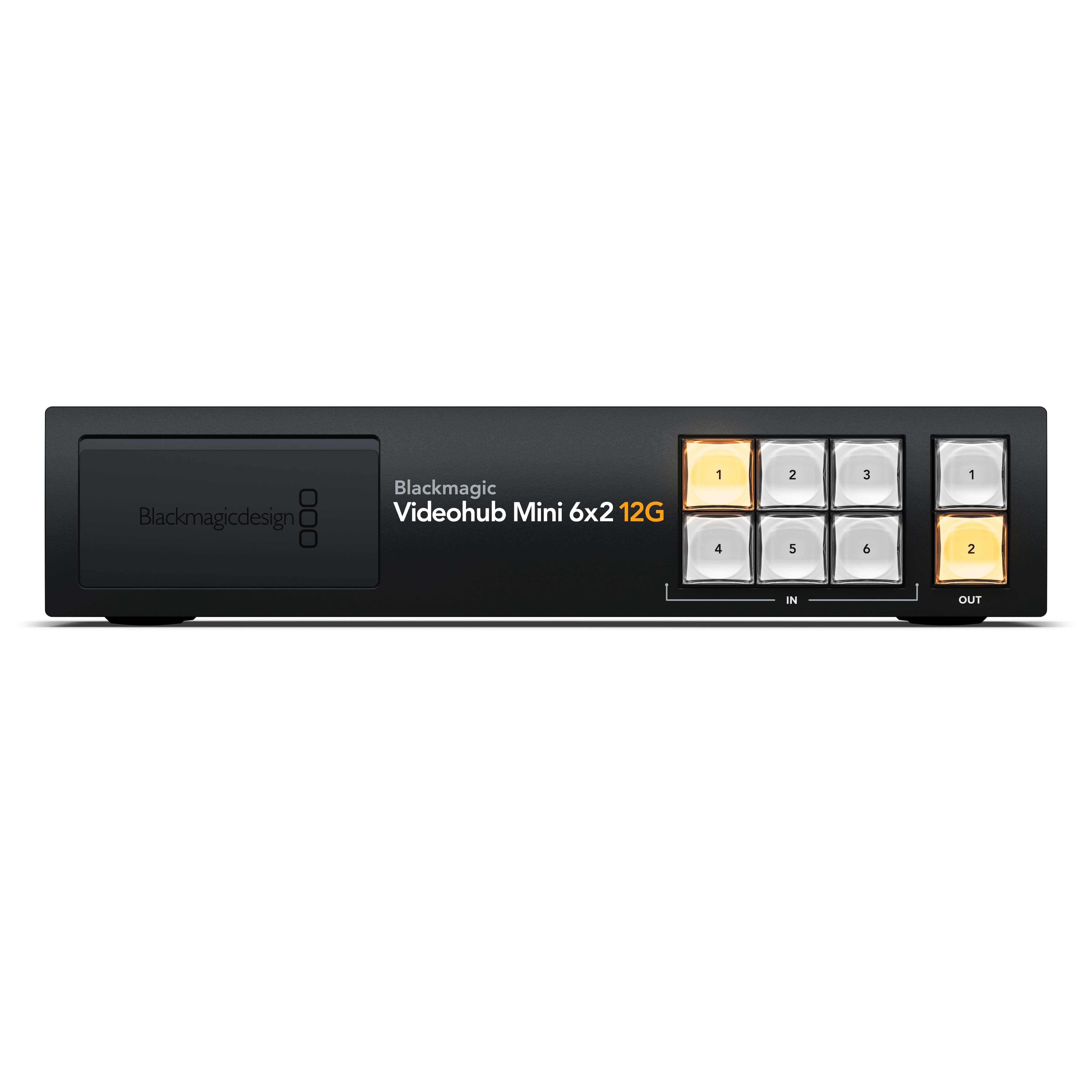 Blackmagic Design Videohub Mini 6x2 12G - Compact 12G-SDI Video Router, front